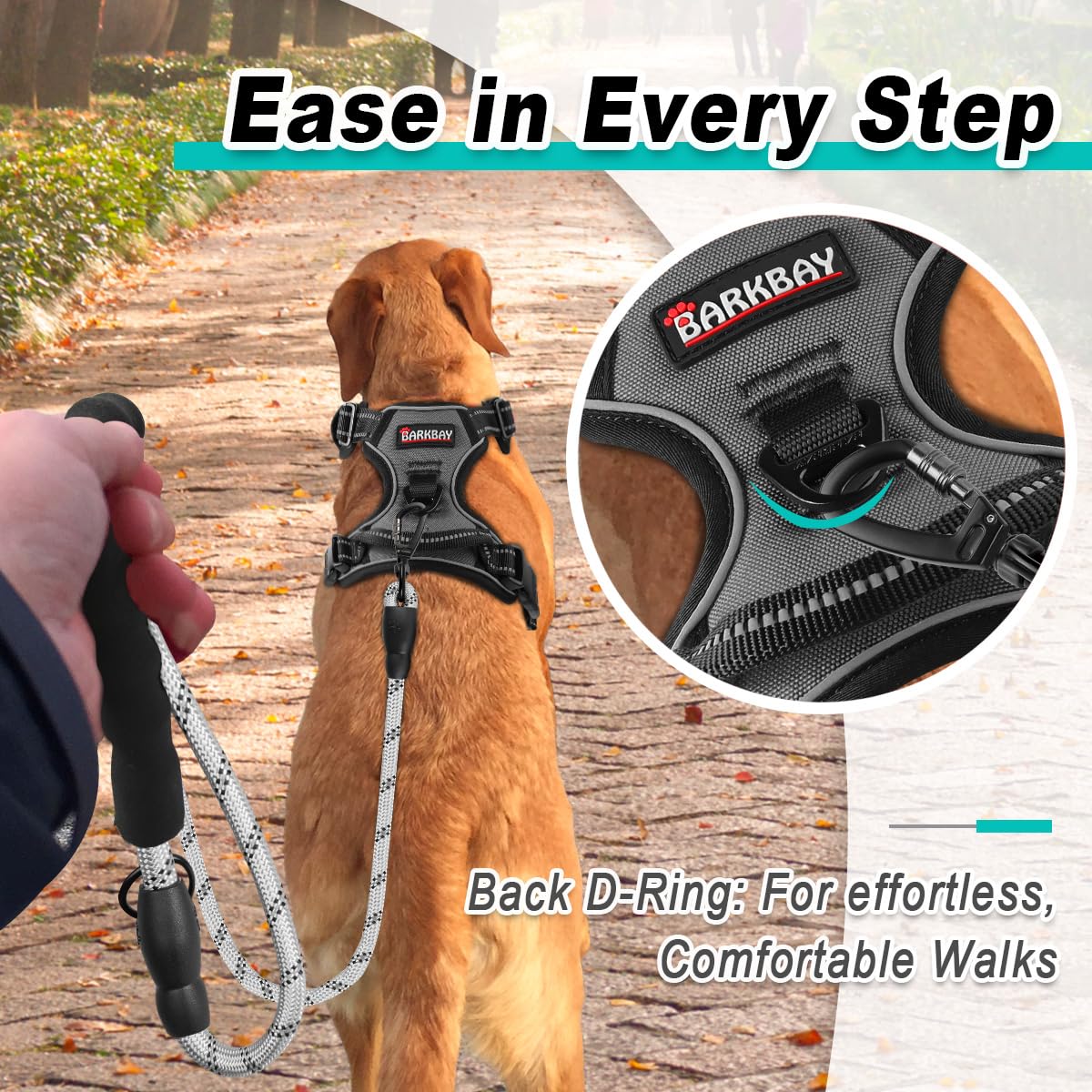 Barkbay Dog Harness No Pull For Large Dogs - Adjustable, Reflective, Comfortable, No Choke, Heavy-Duty - Perfect For Outdoor Tra