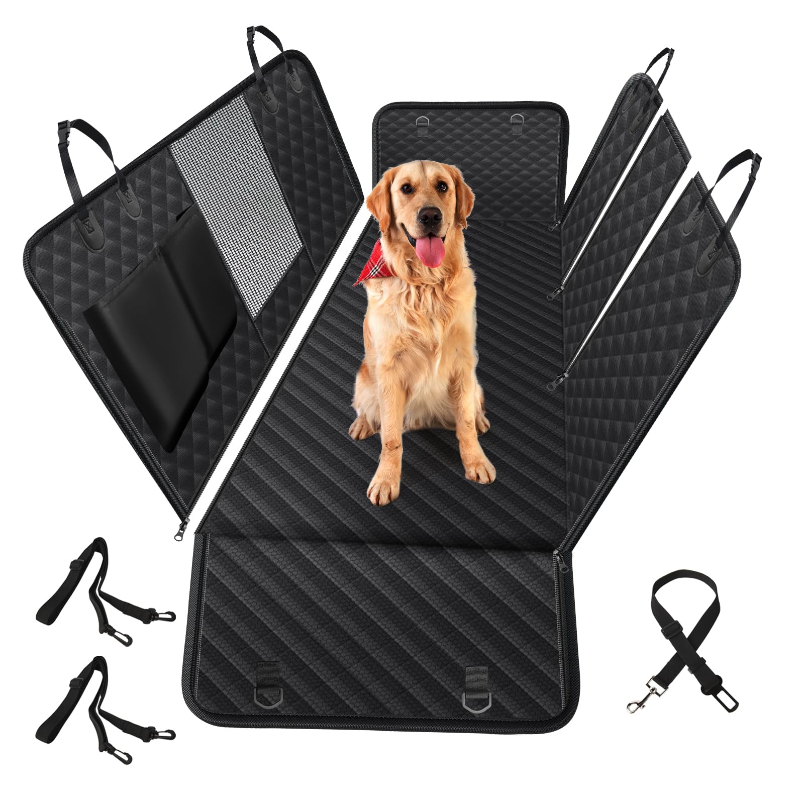 Vailge 100% Waterproof Convertible Dog Car Seat Covers,100% Waterproof Dog Seat Cover with Mesh Window, Heavy Duty seat Cover fo