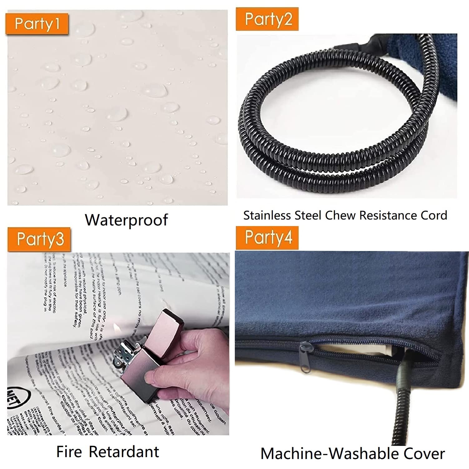 Tjoy Pet Heating Pad For Cats & Dogs - Adjustable Temperature Electric Heated Bed Mat With Timer, Waterproof Cat Warming Pad