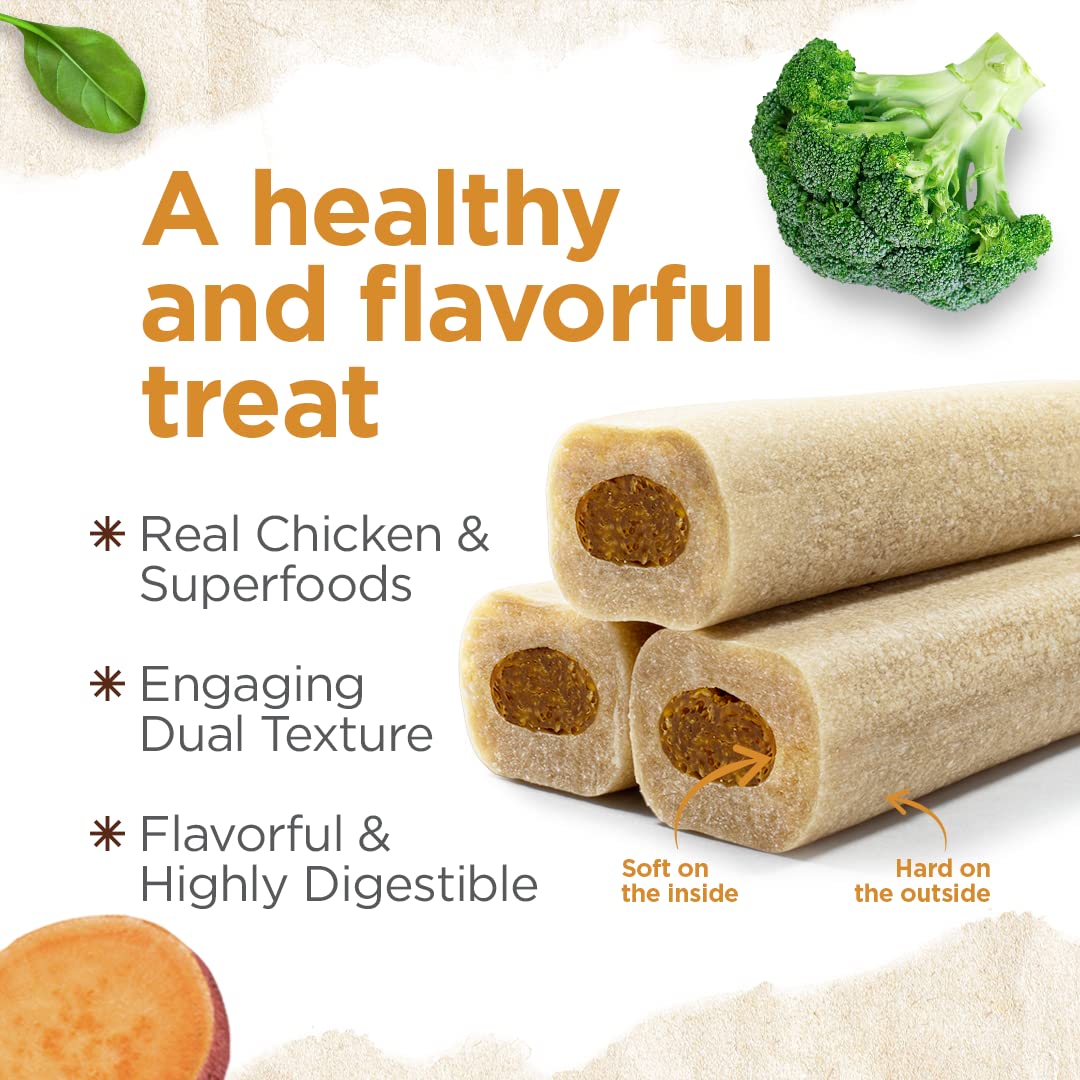 Natural Farm Natbones Superfood, All Natural Chicken Flavor Dog Treats (12 Pack) - Chewy Chicken Protein with Chia, Sweet Potato