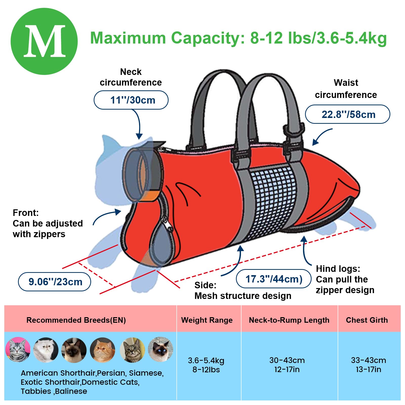 Cinf Cat Nail Clipping Cleaning Grooming Restraint Bag No Scratching Biting For Bathing Nail Trimming Injecting Examining(Pure R