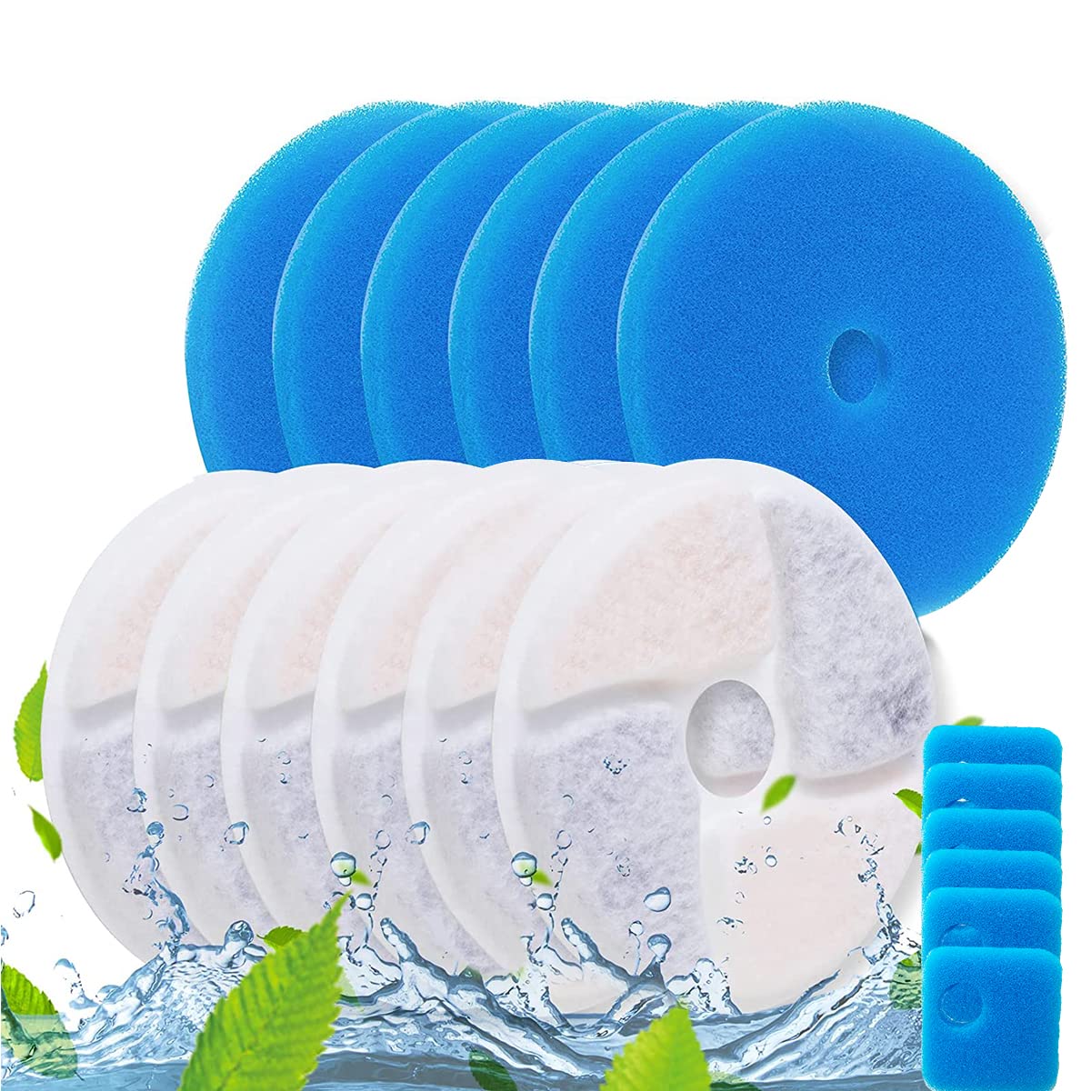 6 Pack Cat Water Fountain Filter, Diameter 4.1 Inch Filter Apply To Automatic Pet Fountain Filter Replacement