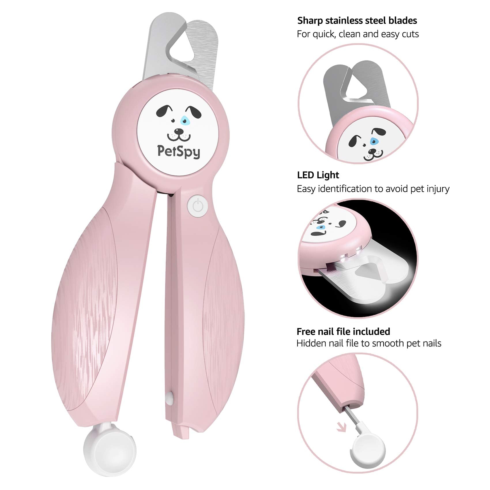Newest Dog Nail Clippers With Led Guide Light, Professional Claw Care Pet Nail Clipper & Trimmer With Nail File, Razor Sharp Bla