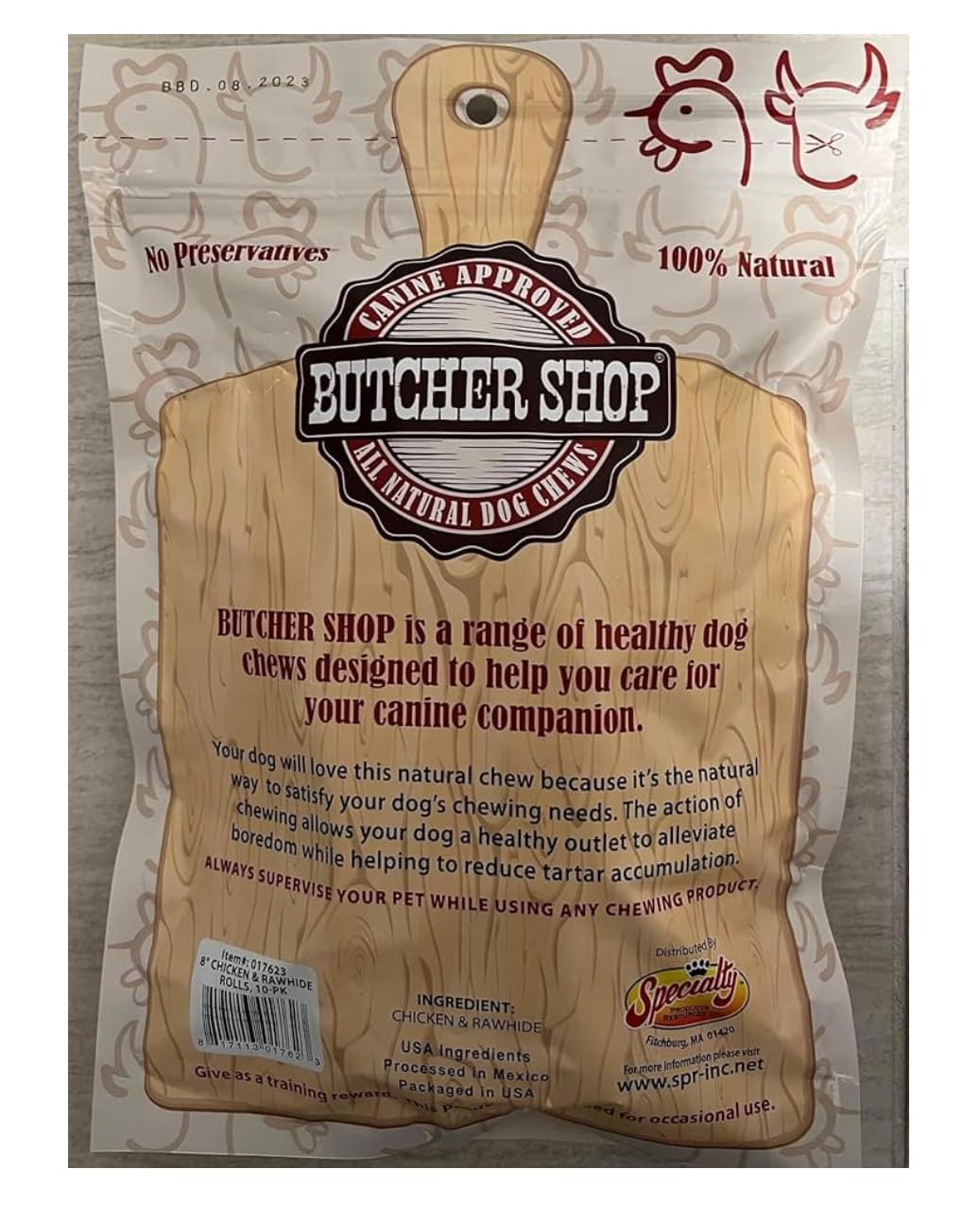 Butcher Shop Chicken and Rawhide Rolls Dog Treats (2 Pack - 20 Rolls)