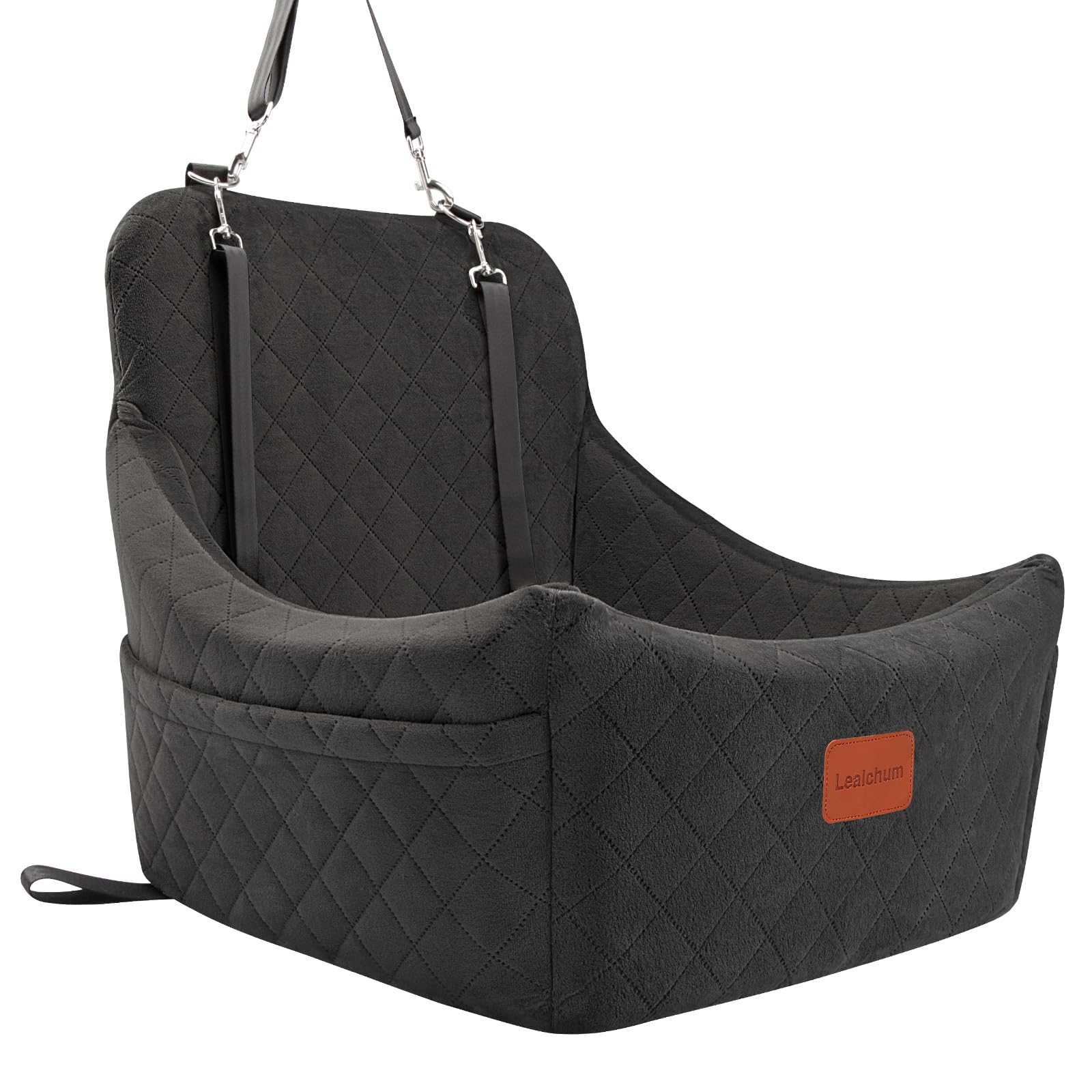 Lealchum Dog Booster Car Seat for Medium Dogs,Dog Car Bed with Adjustable Straps,Anti Slip Bottom Pet Car Seat Fully Detachable 