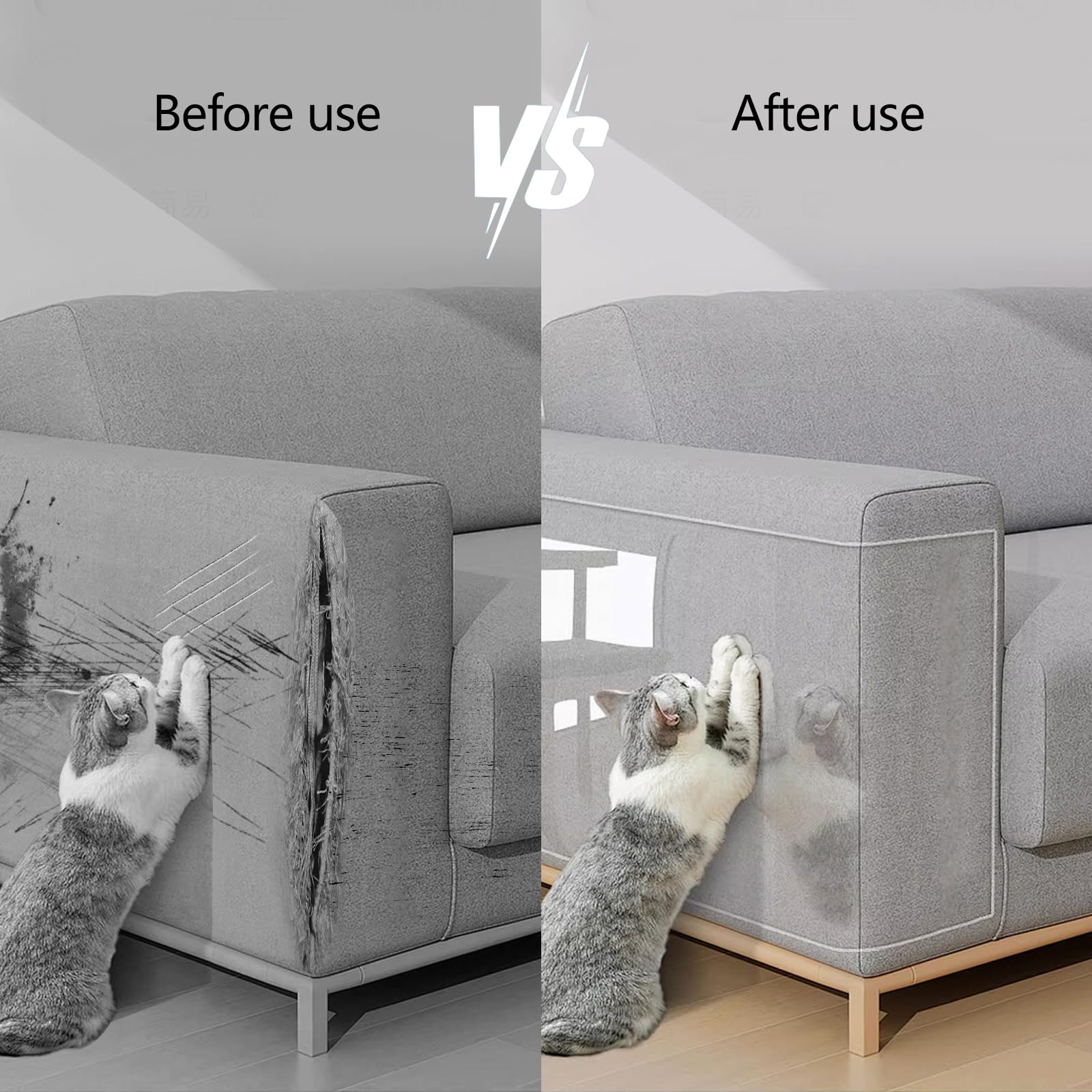 Zahat Reinforce Cat Scratch Furniture Protector 157'' L X 15'' W - Couch Protector From Cat Claws, Durable Anti-Scratch Sofa Cov