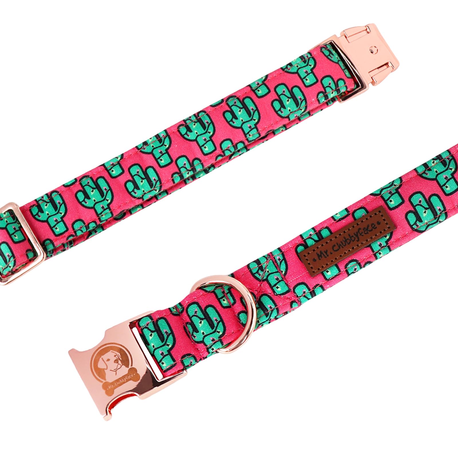 Mr. Chubbyface Spring Summer Dog Collar, Cute Pink Cactus Pattern Dog Collars, Durable Female Male Pet Collars For Small Medium