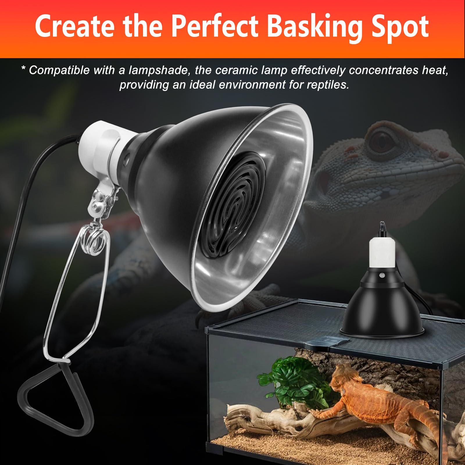 Boeespat High Efficiency 150W Reptile Heat Lamp Bulbs, Pack Of 2 Ceramic Heat Emitters For Reptile Geckos, Lizard, Iguana, Bearded Dragon & Pets Basking (Black, 150 Watts)