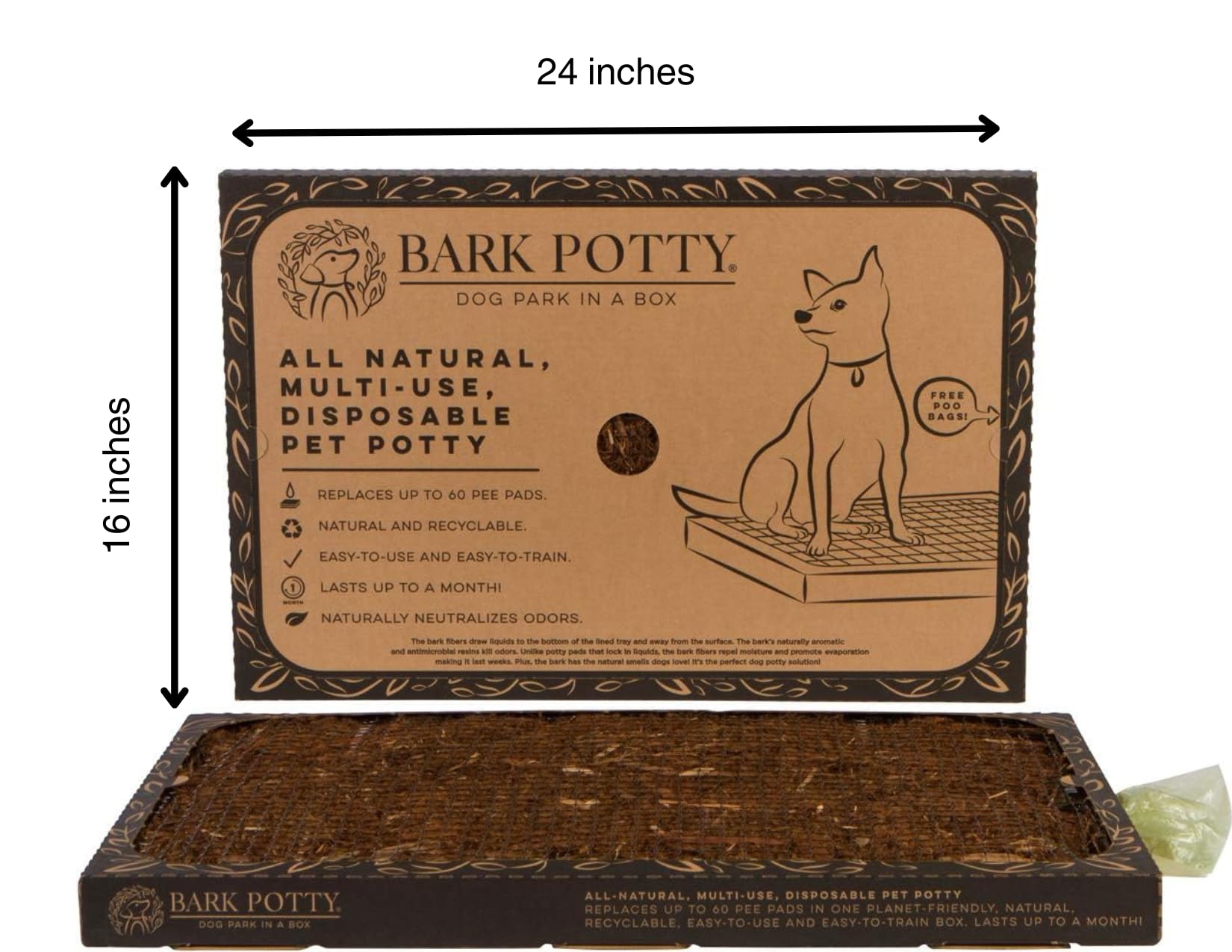 Bark Potty Disposable Dog Potty - Multi-Use, Odor Neutralizing, Non-Leaking - Lasts For Weeks - Indoor/Outdoor