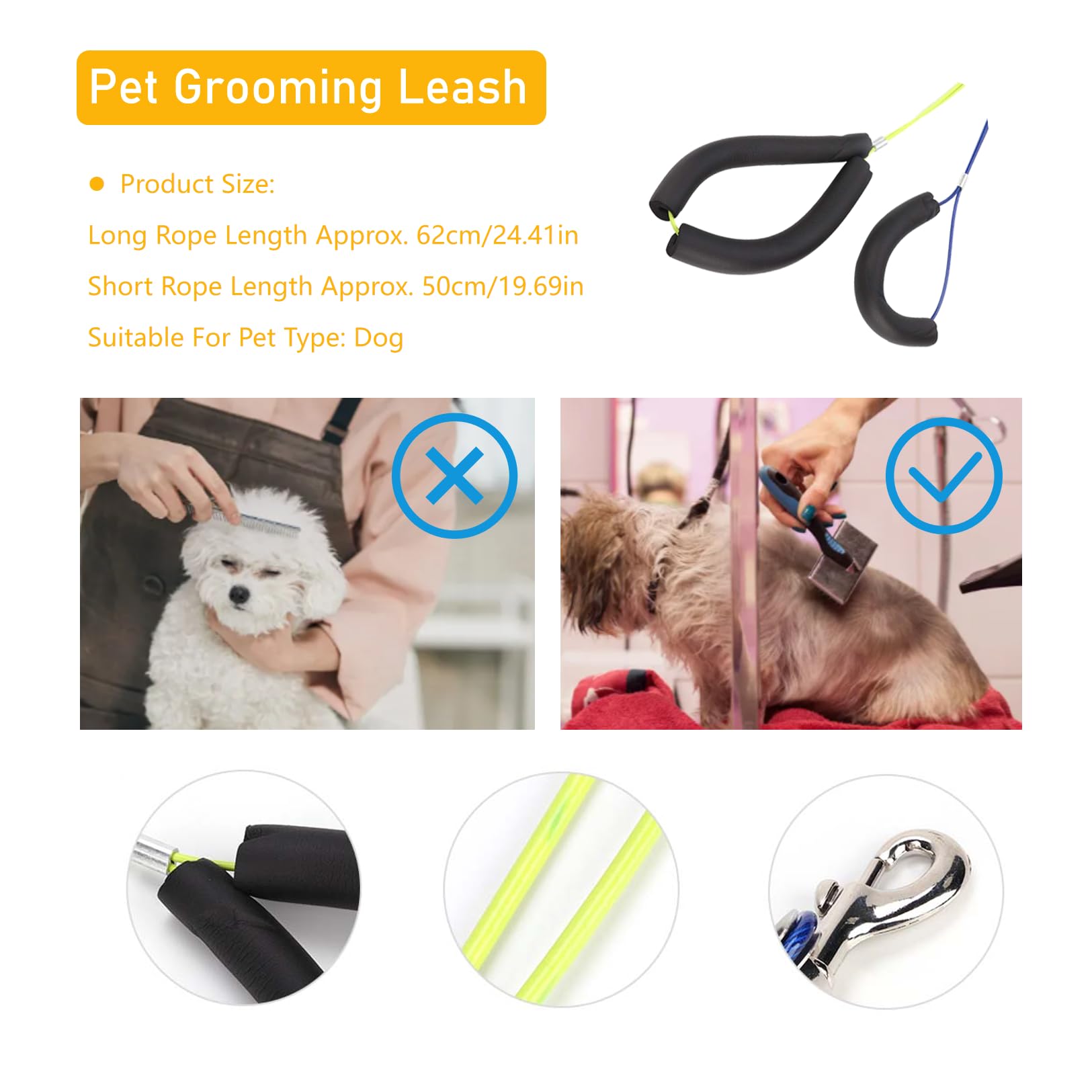 Dog Grooming Loop No-Sit Haunch Holder Wash Choker With Loop Noose Double Noose Ropes Adjustable Loop Noose Dog Grooming Leash D