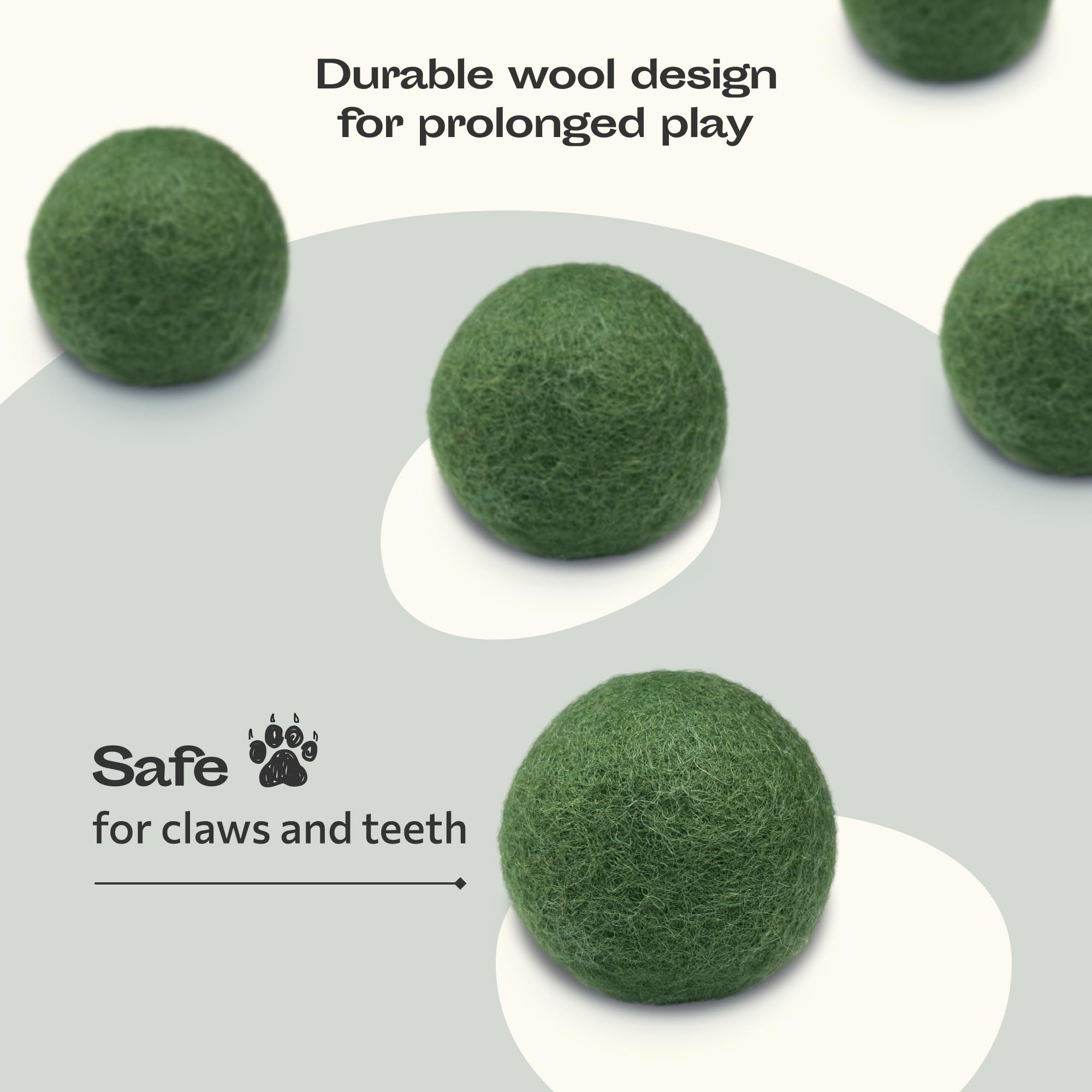 Meowfia Wool Ball Toys - 6-Pack Of Safe For Cats And Small Dogs Balls - 2 Inch Felted Wool Cat Toy And Dog Toy - Perfect With Ca