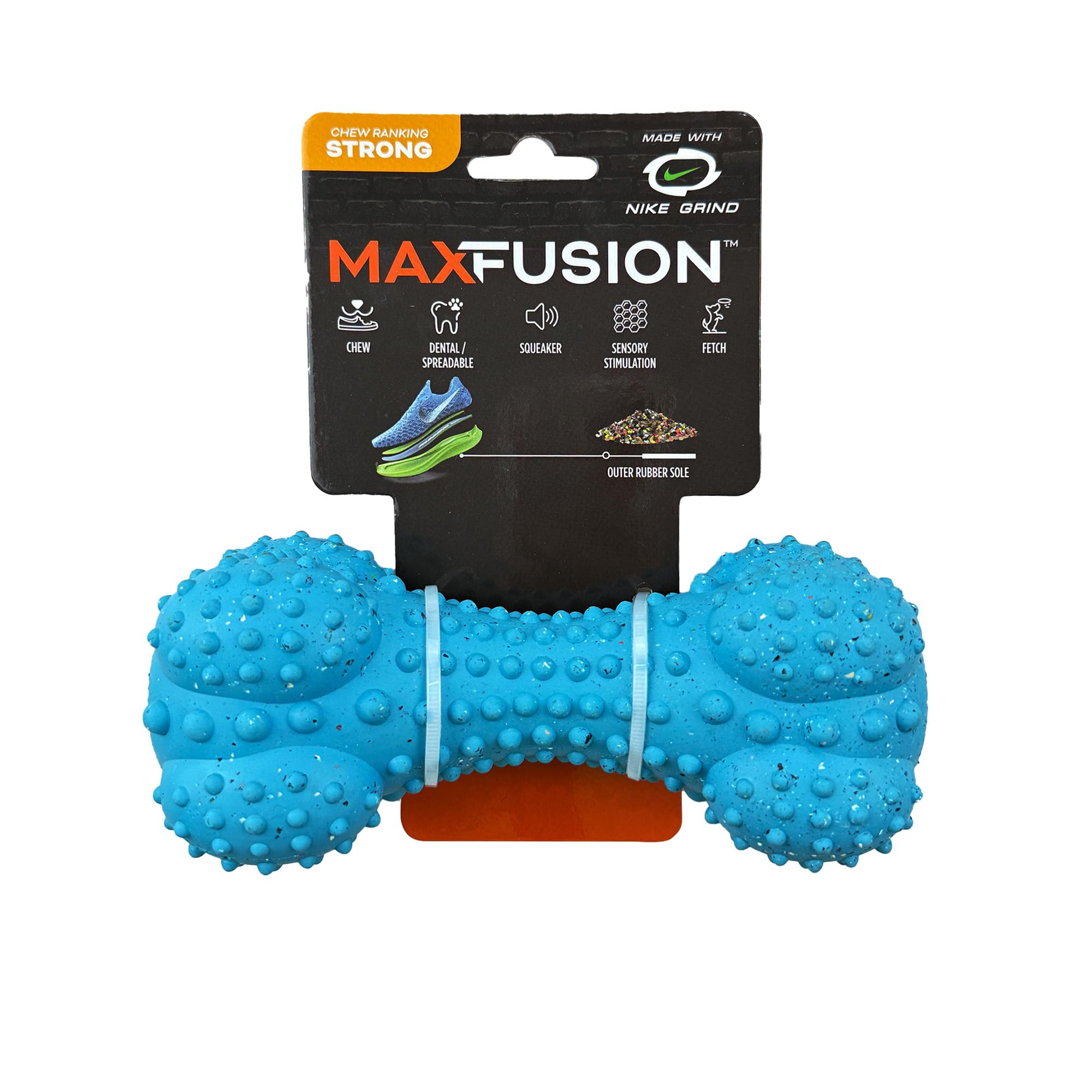 Max Fusion Made With Nike Grind, Arlee Rubber Bone Dog Toy, Dog Toys For All Dogs, Blue Durable & Natural Rubber Chew Toy For Pl