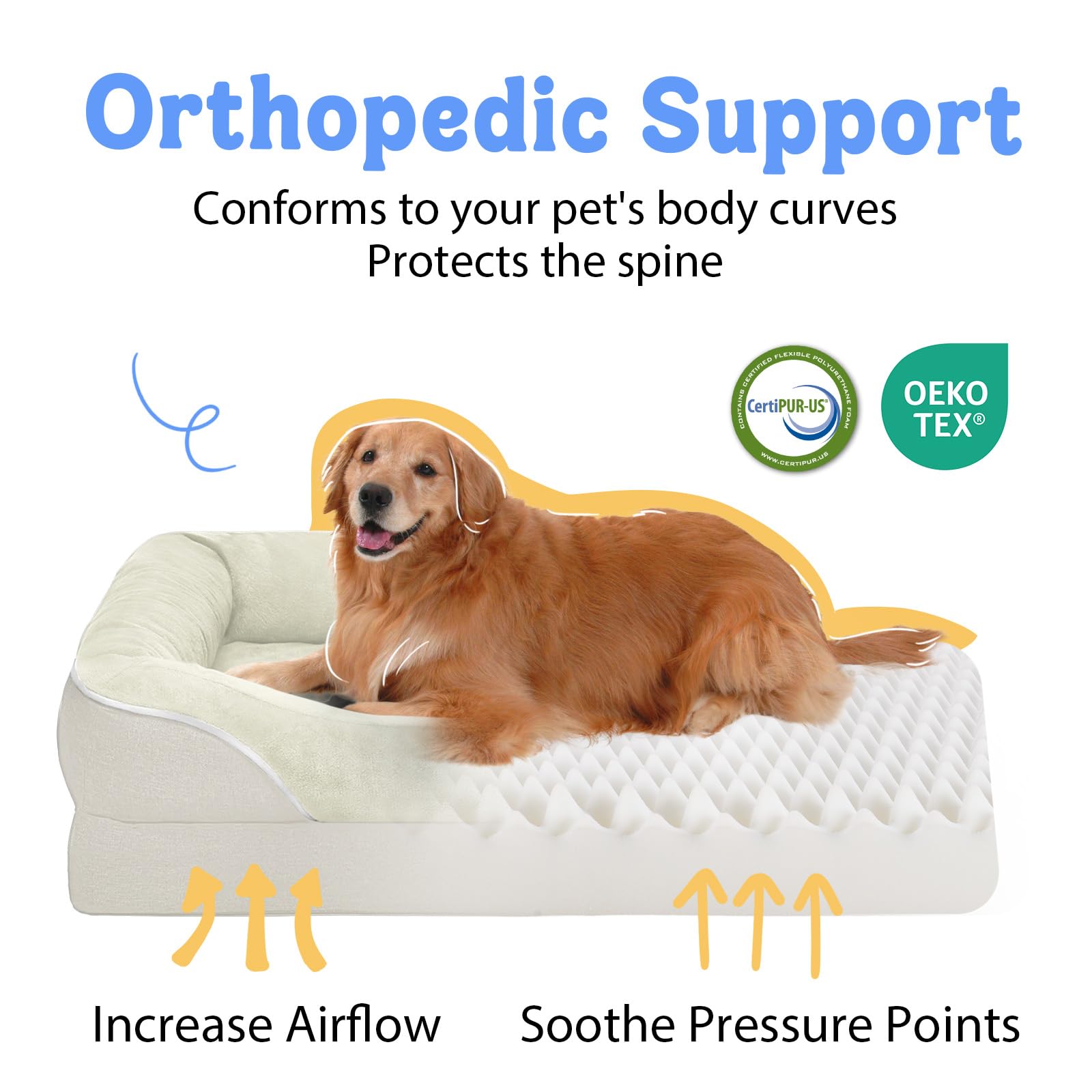 Washable Orthopedic Large Dog Bed - Extra Large Dog Beds With Bolsters Removable Orthopedic Foam Support Dogs Bed For Xl Large S