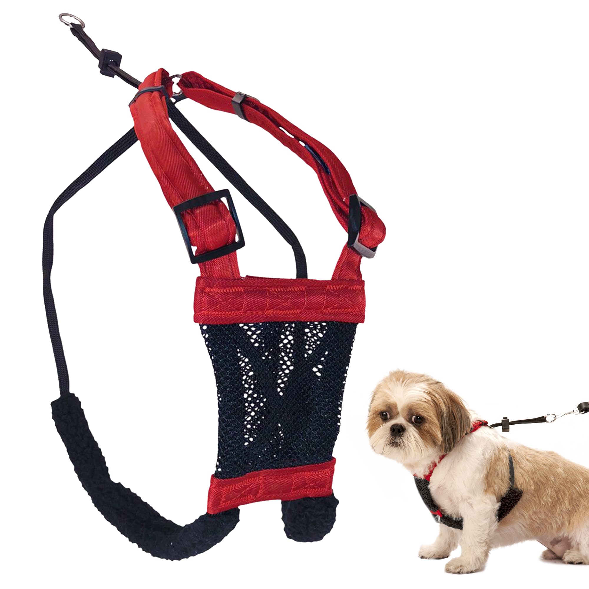 Sporn No Pull Dog Harness For Small-Sized Dogs - Red Mesh, Heavy Duty Nylon, Breathable, Lightweight, Adjustable, Padded, Soft &