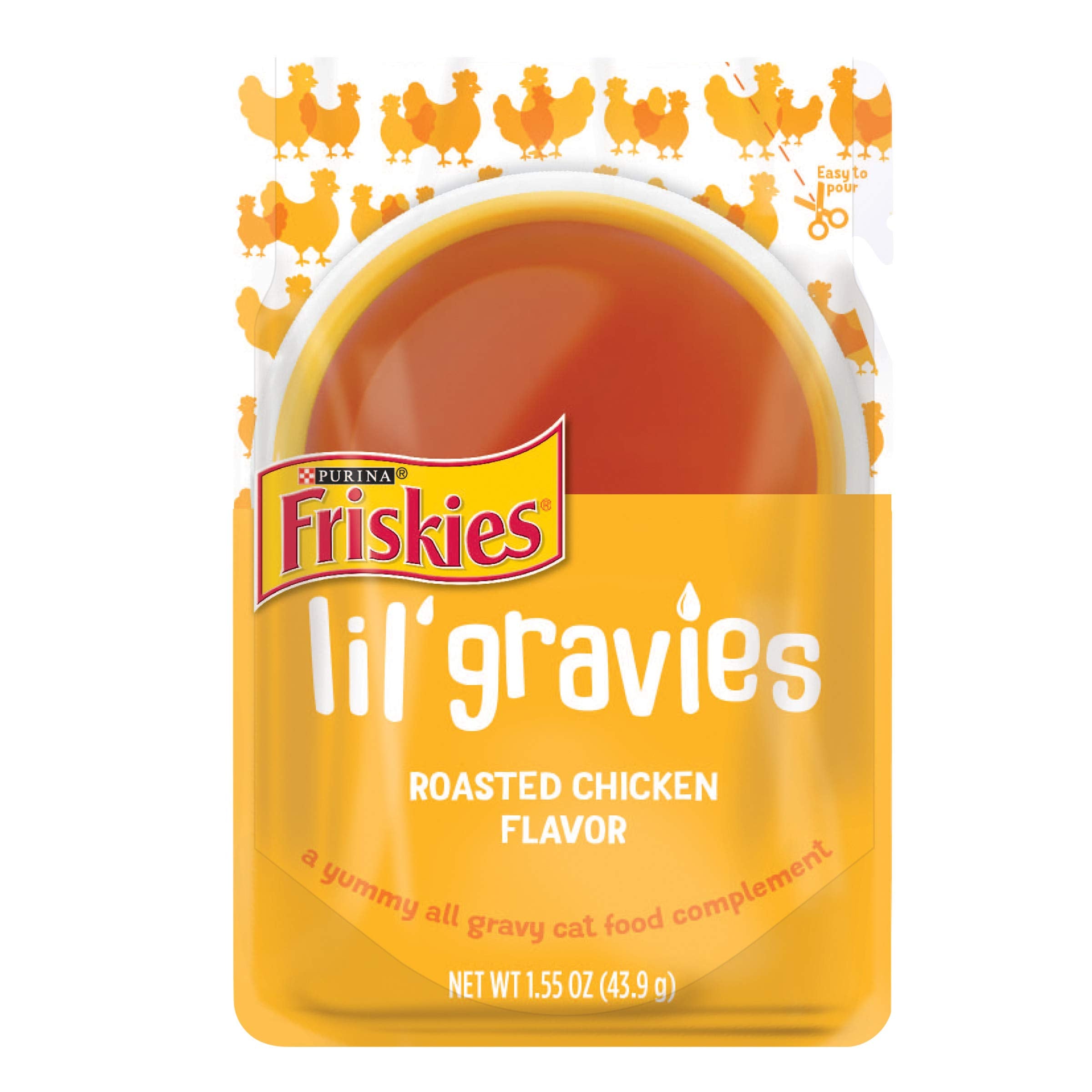 Purina Friskies Lil  Gravies Roasted Chicken Flavor Cat Food Lickable Cat Treats - (Pack of 16) 1.55 oz. Pouches
