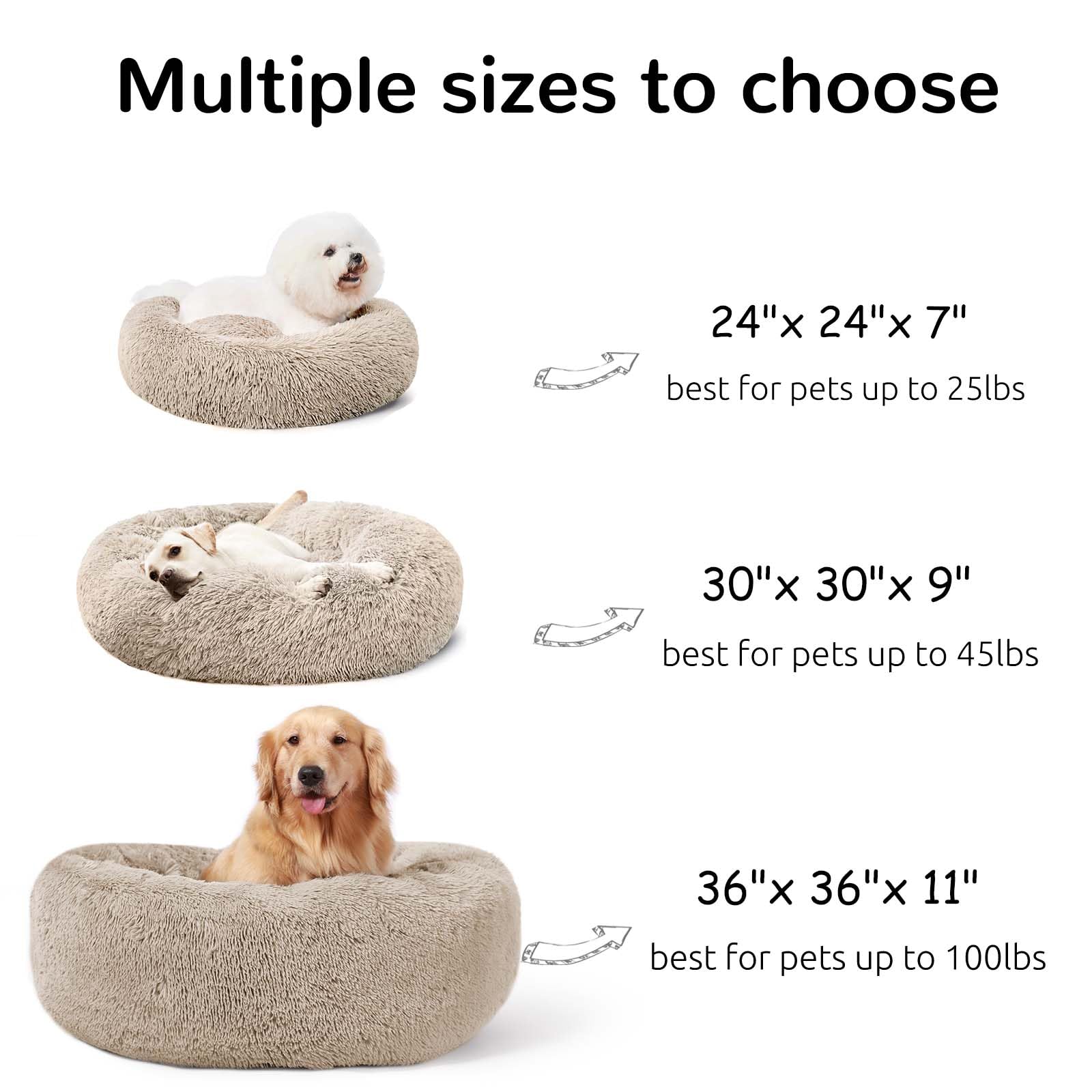 Hachikitty Calming Donut Cuddler Dog Bed, Indoor Puppy Beds For Large Dogs, Xlarge 36''