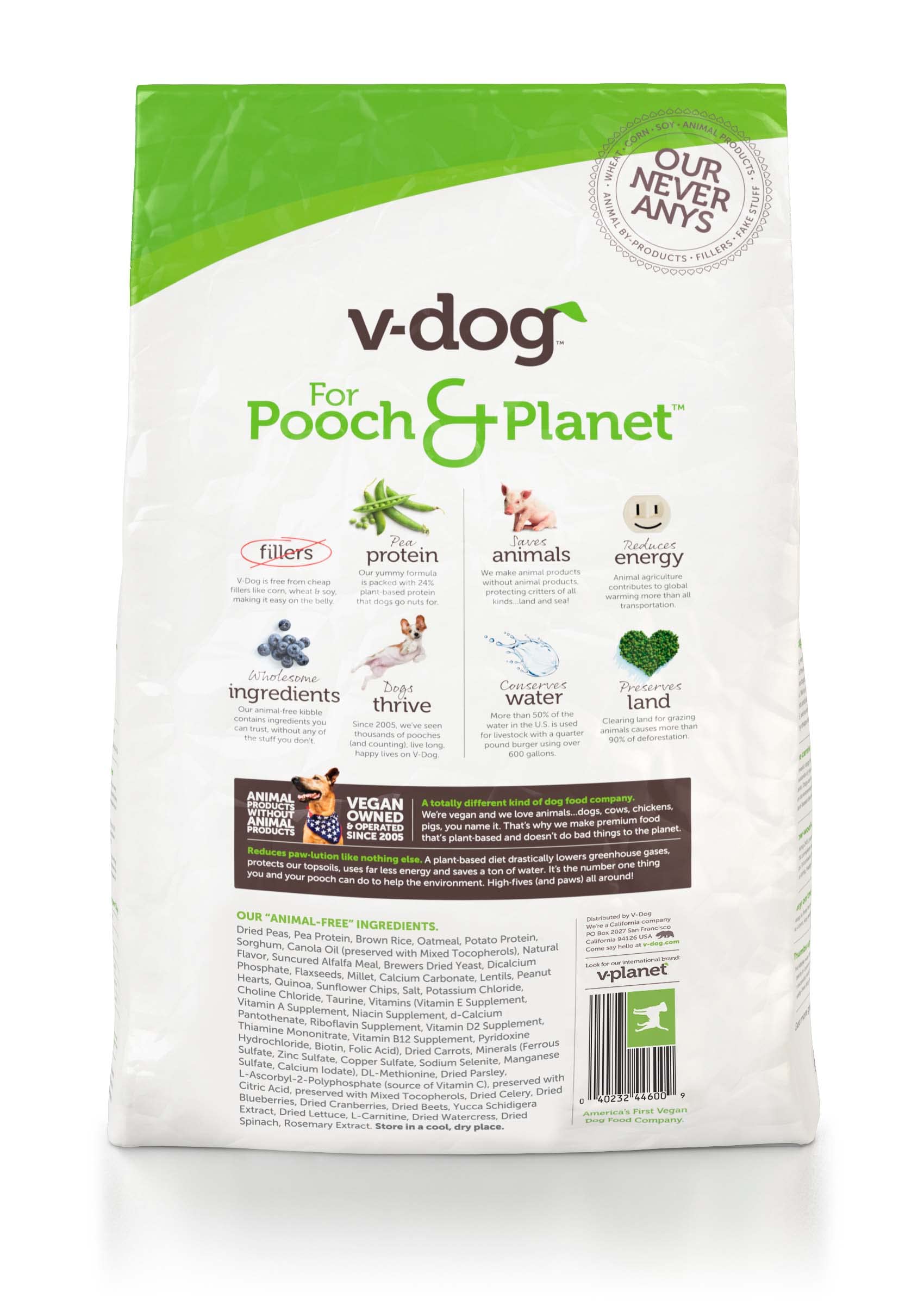 V-dog Vegan Mini Kibble Dry Dog Food (4.5 LB) Small Breed Dogs | Plant-Based Protein with Added Taurine for Sensitive Stomach an