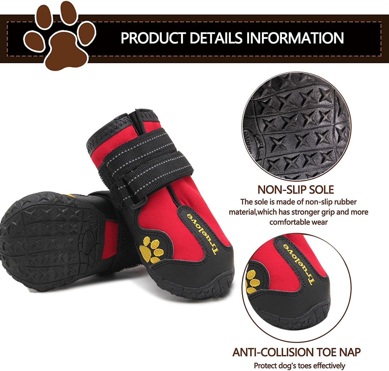 Expawlorer Anti-Slip Dog Shoes - Large Dog Booties For Winter With Rugged Sole And Reflective Strap, Waterproof Rain Boots, Paw