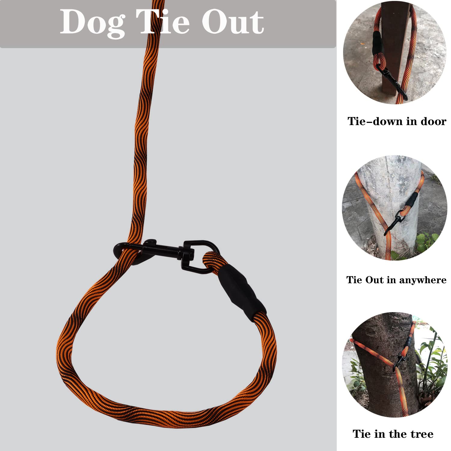 Long Dog Leash 16Ft/30Ft/50Ft Recall Dog Training Rope Leash, Heavy Duty Dog Lead Tie-Out Check Cord For Large Medium Small Dogs