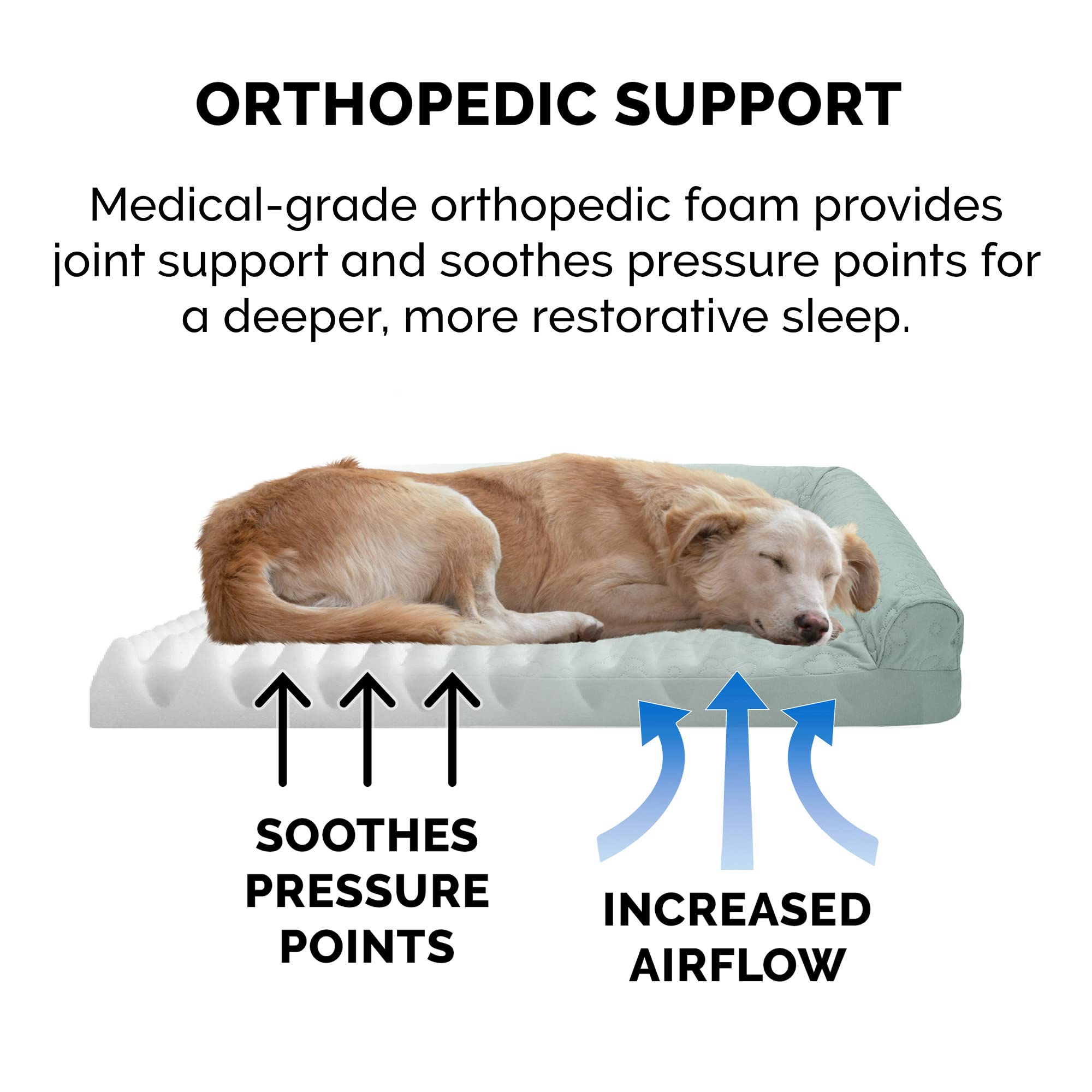 Furhaven Orthopedic Dog Bed For Medium/Small Dogs W/ Removable Bolsters & Washable Cover, For Dogs Up To 35 Lbs - Pinsonic Quilt