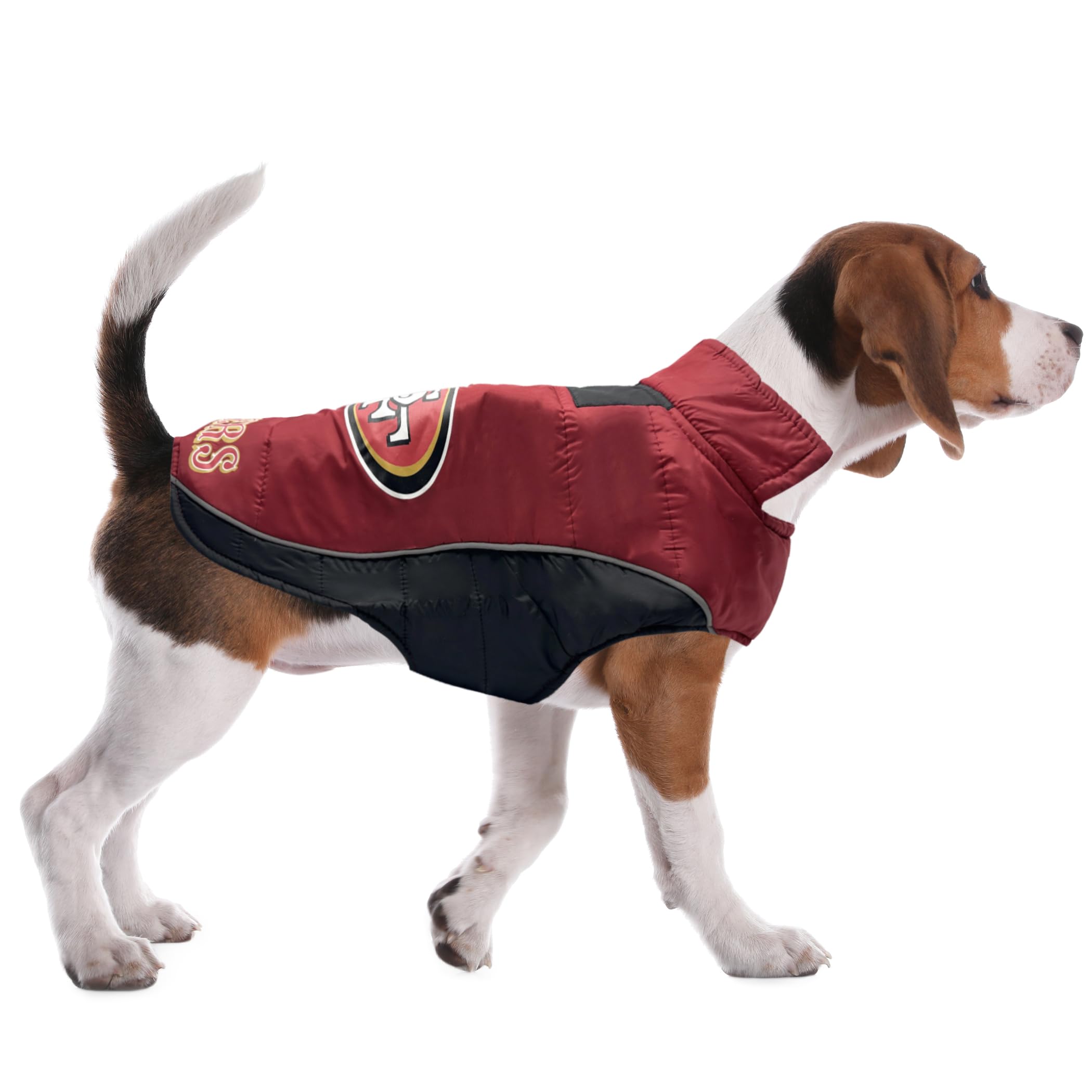 Nfl San Francisco 49Ers Puffer Vest For Dogs & Cats, Size Large. Warm, Cozy, And Waterproof Dog Coat, For Small And Large Dogs/C