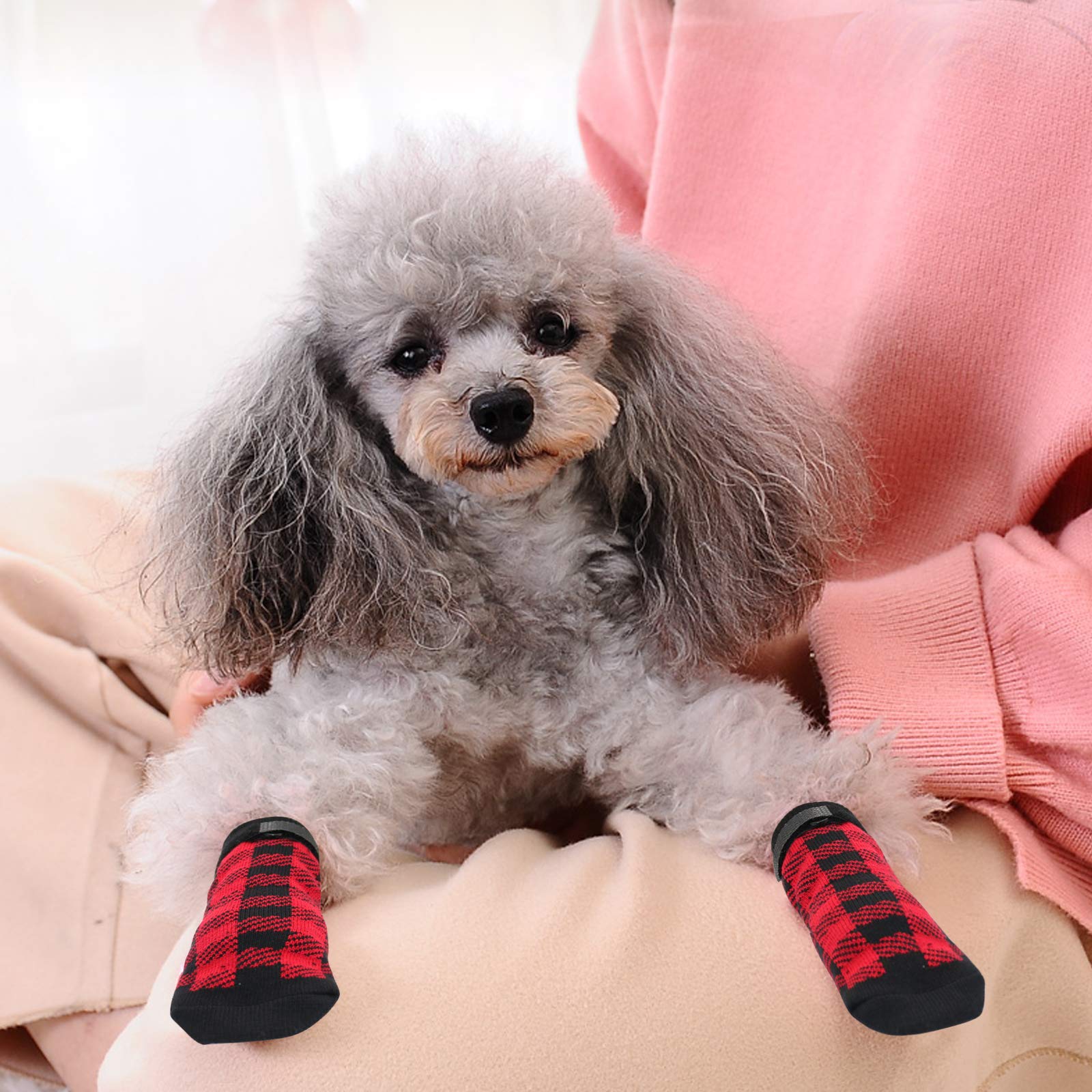 Hylyun Anti Slip Dog Socks 3 Pairs - Dog Grip Socks With Straps Traction Control For Indoor On Hardwood Floor Wear, Pet Paw Protector For Small Medium Large Dogs M
