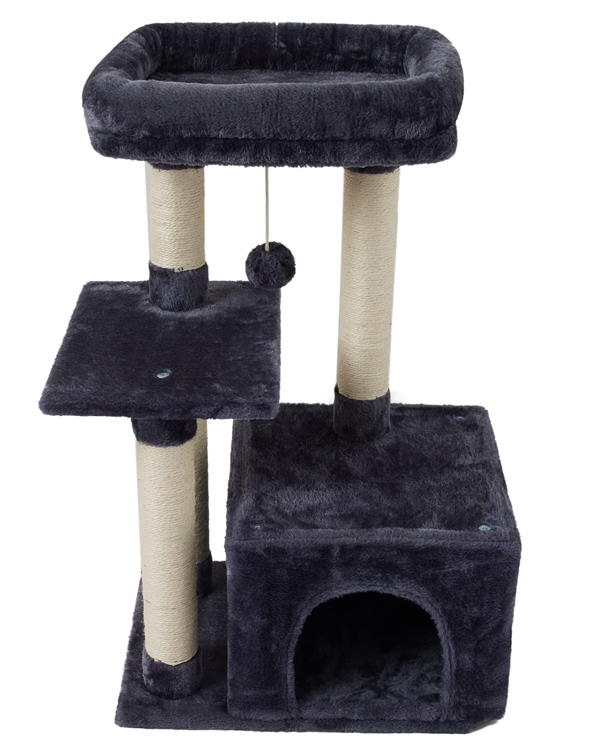 Fish&Nap Us11Yh Cute Cat Tree Kitten Cat Tower For Indoor Cat Condo Sisal Scratching Posts With Jump Platform Cat Furniture Activity Center Play House Smoky Grey