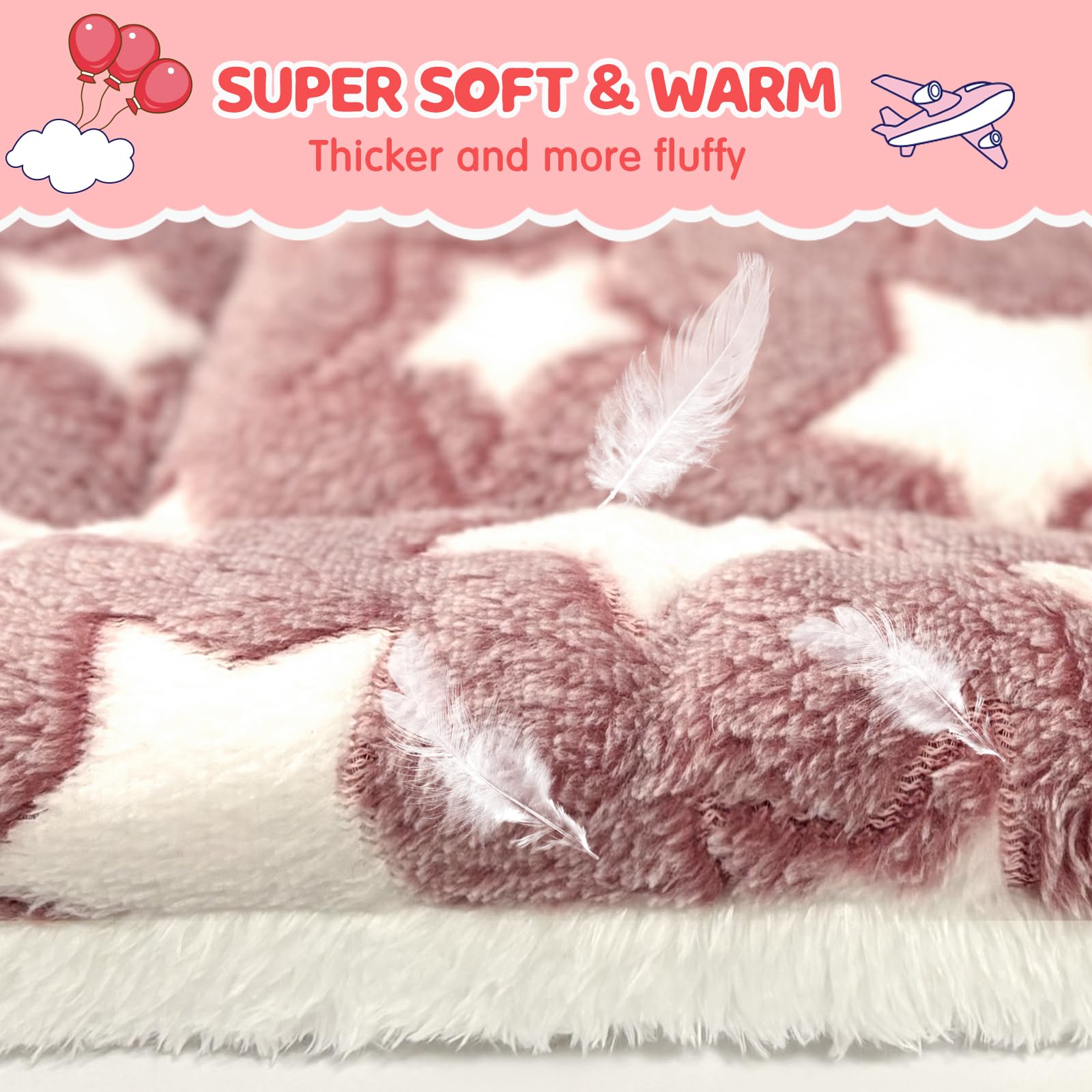 ARCTIC EAGLE 2 Pack Bunny Bed - 10 x 13 Inch Rabbit Pee Pads Bedding - Washable and Thickness Upgrade(Pink,M)