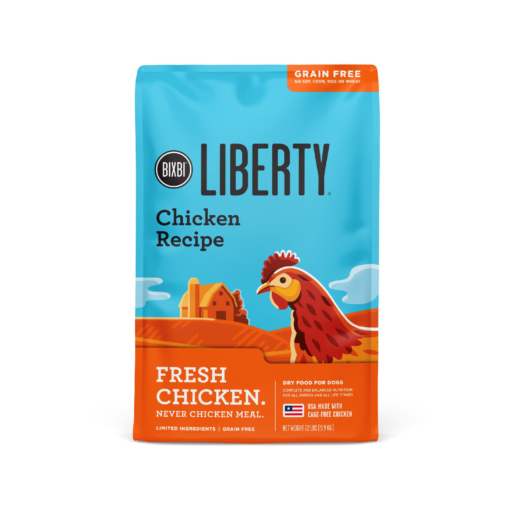 BIXBI Liberty Grain Free Dry Dog Food, Chicken Recipe, 22 lbs - Fresh Meat, No Meat Meal, No Fillers for Easy Digestion - USA Ma