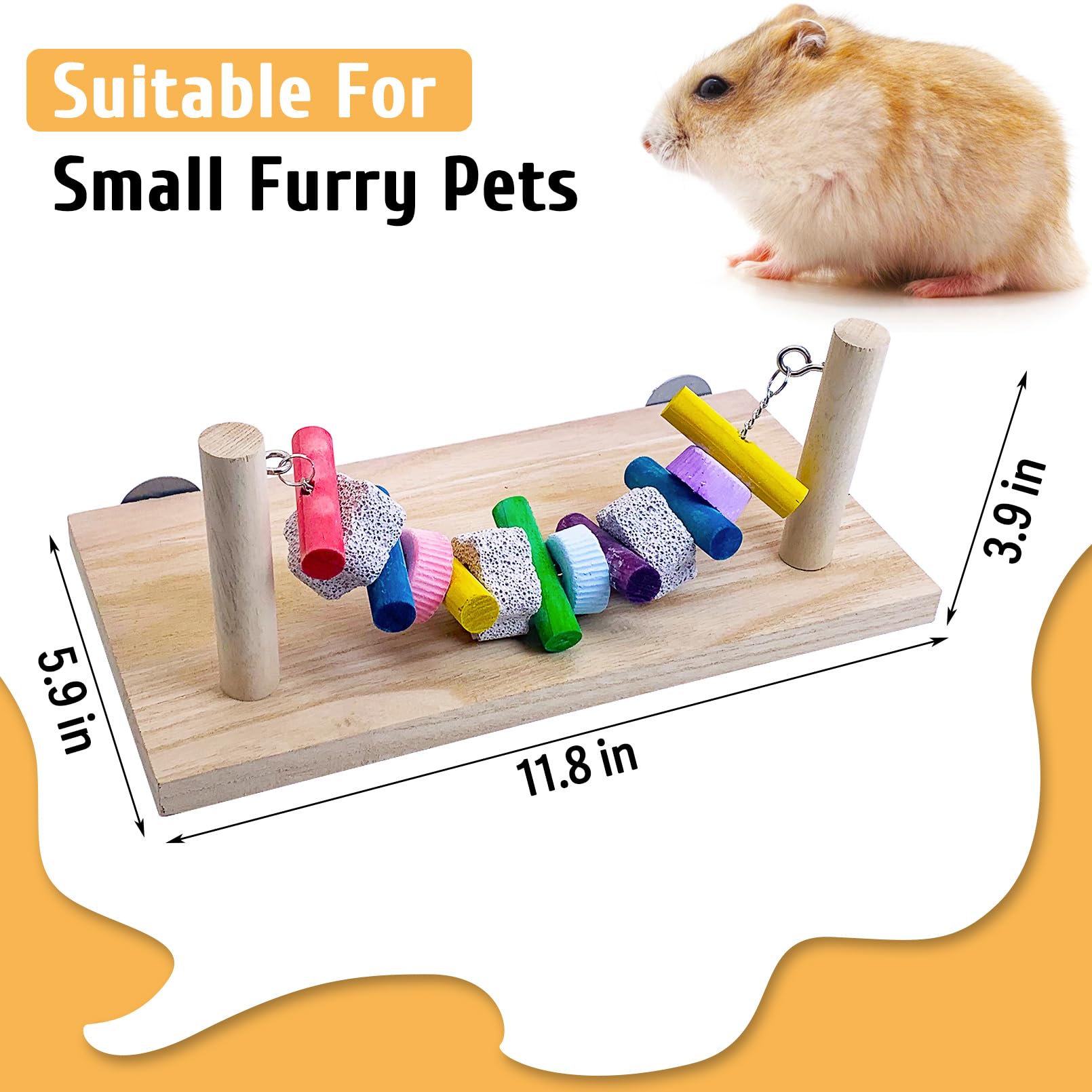 Tfwadmx Chinchilla Ledges Wood, Hamster Chew Toy Wood Platform Grinding Teeth Toys, Hamster Percy Ledges Wooden Standing Platfor