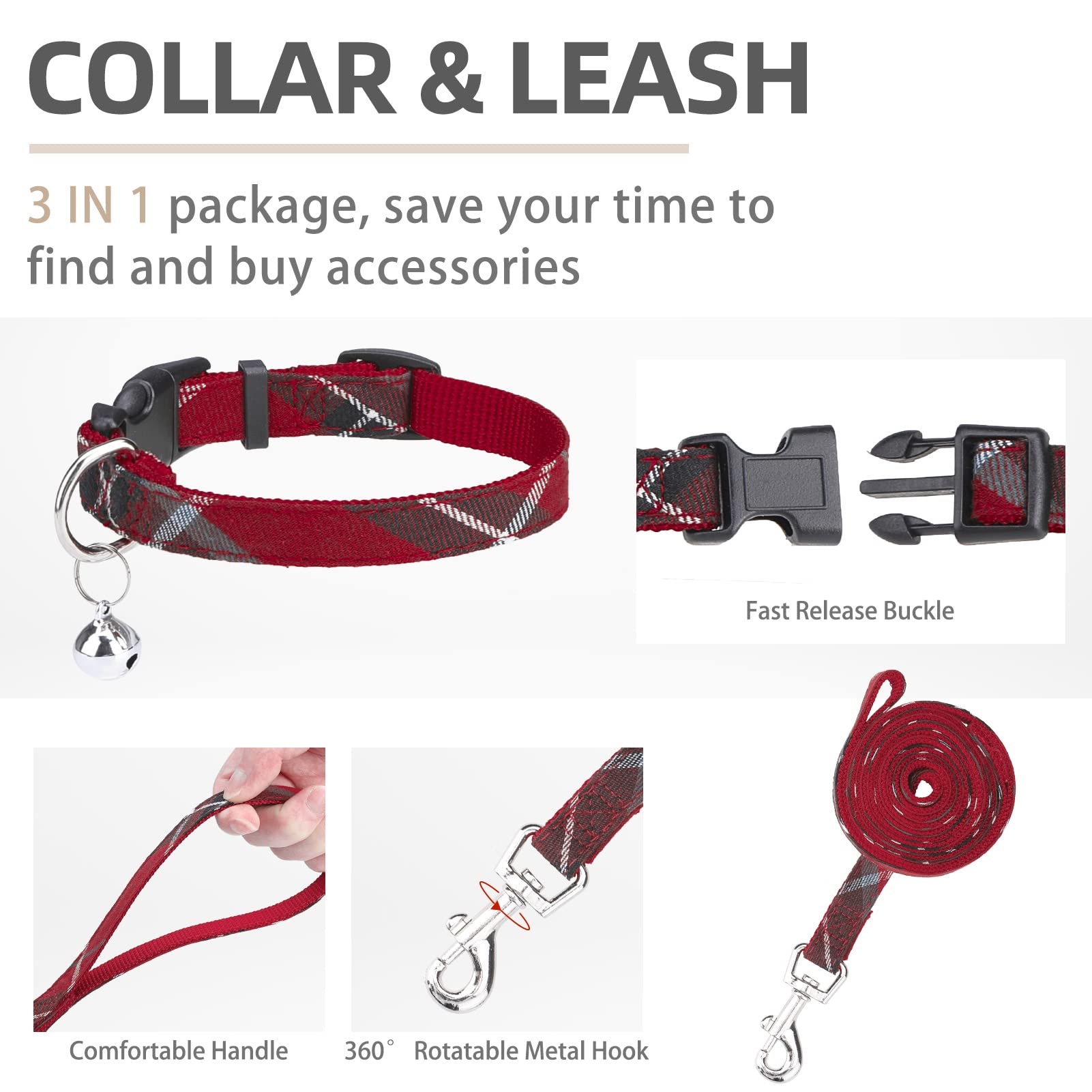 Pupteck Adjustable Dog Harness Collar And Leash Set Step In No Pull Pet Harness For Small Medium Dogs Puppy And Cats Outdoor Walking Running, Soft Mesh Padded Reflective Vest Harnesses, Red S