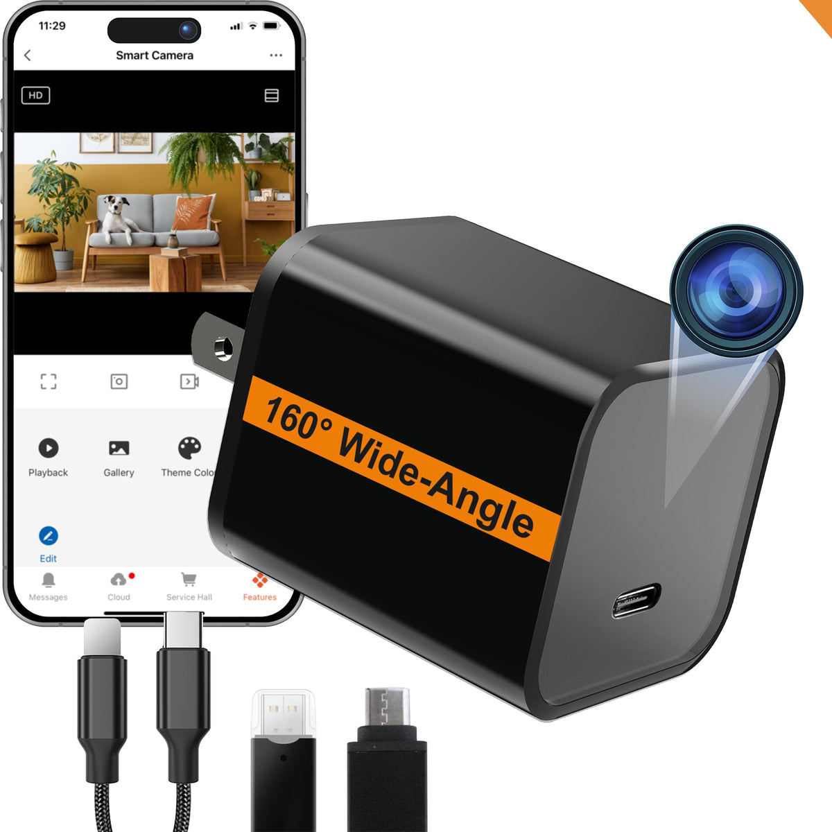 Alpha Tech Wifi Smart Camera Charger - Remote View - 2.4G/5G Wifi - Premium Hd 1080P - Best Mini Camera For Pets Nanny - Real Ti