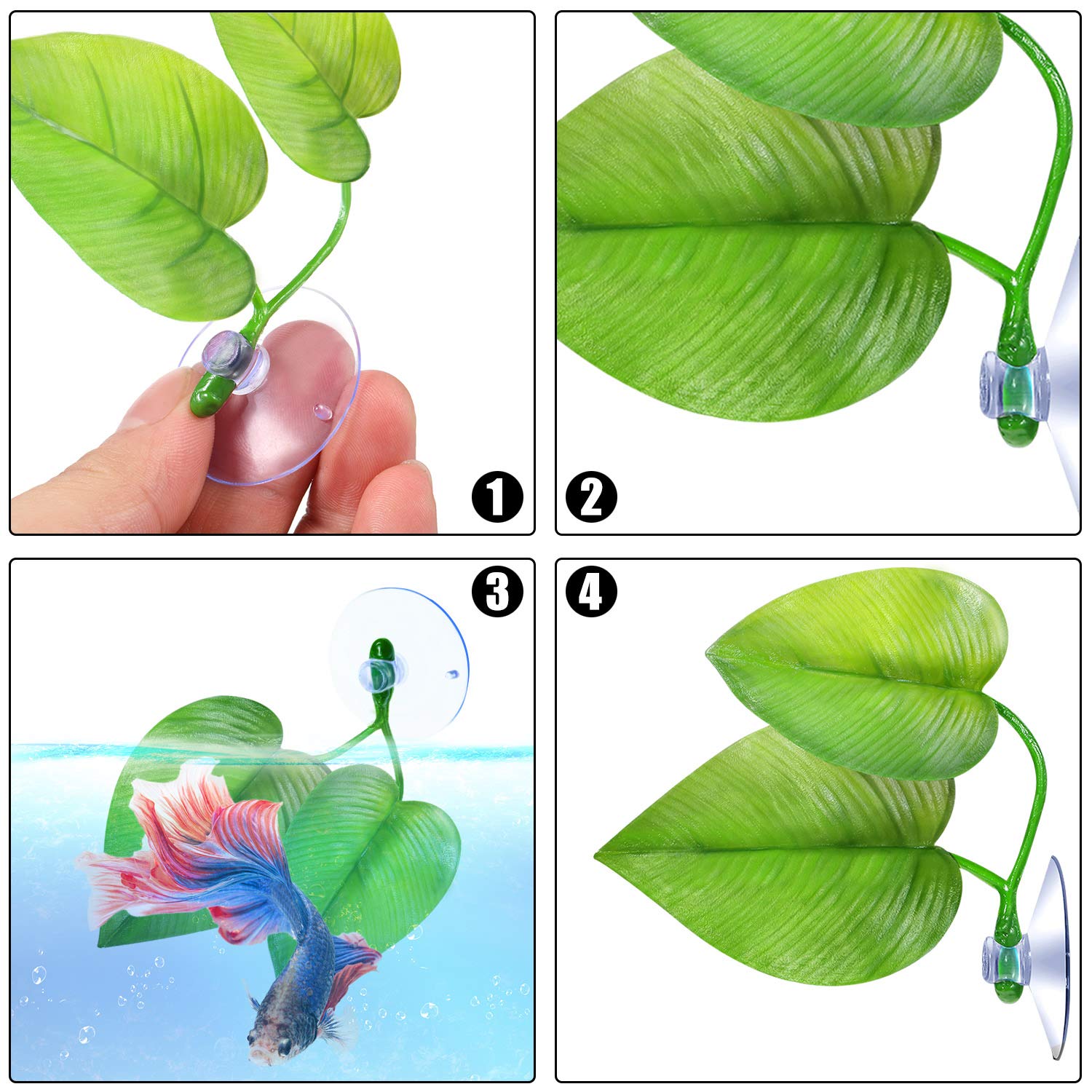 4 Pieces Betta Bed Leaf Hammock For Betta Fish, Lightweight And Realistic Resting Spot, No Bpa, Practical, Comfortable And Safe (Double Leaf)