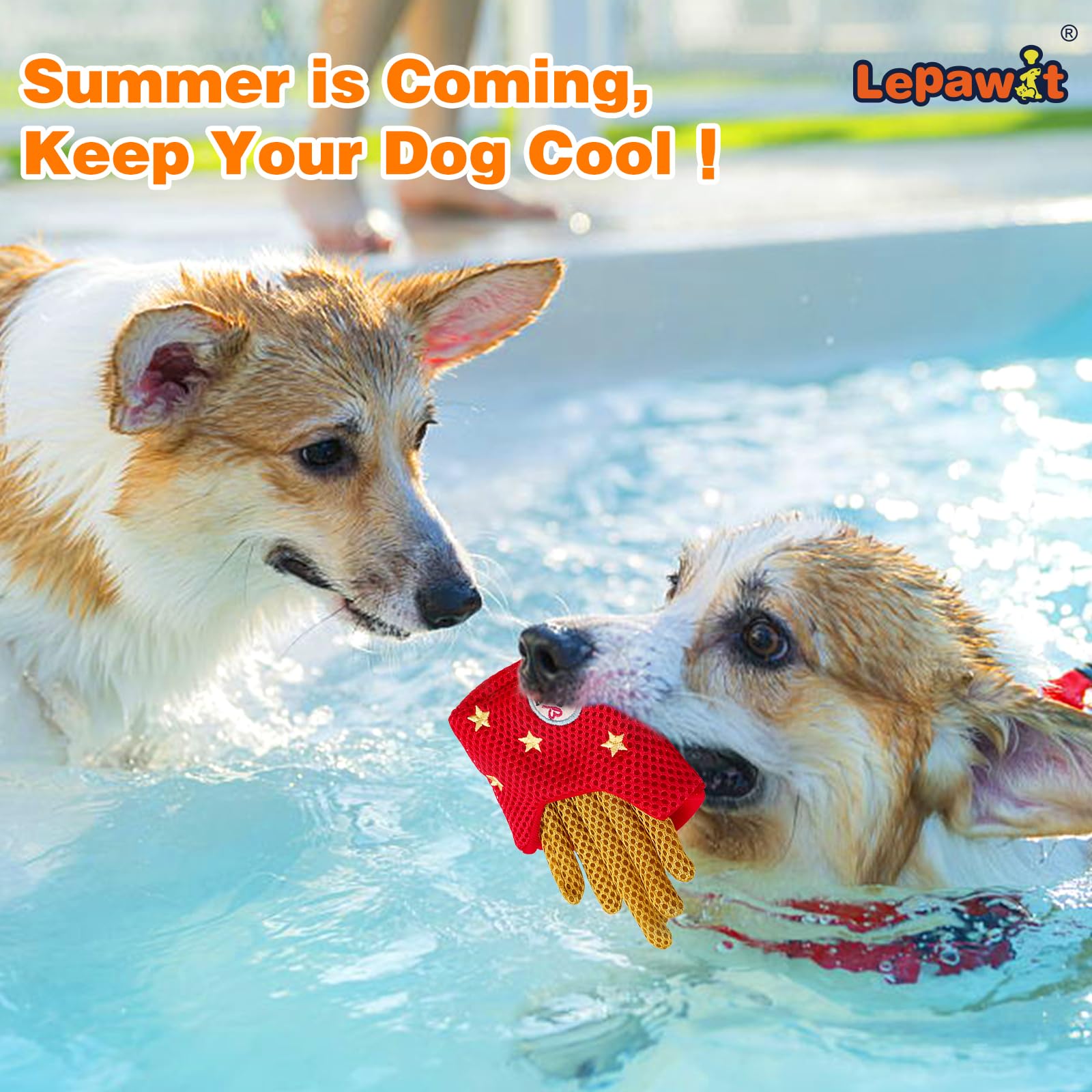 Lepawit Crinkle Dog Toys, Floating Dog Toys With Mesh For Cleaning Teeth, French Fries Dog Gifts For Small And Medium Dogs