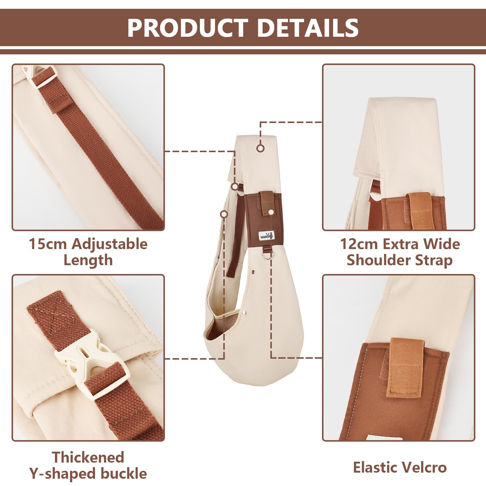 Wakytu Dog Sling Carrier For Small Dogs - Front Dog Carrier With Adjustable Strap - Hands Free Pet Papoose Bag For Chest - Suita