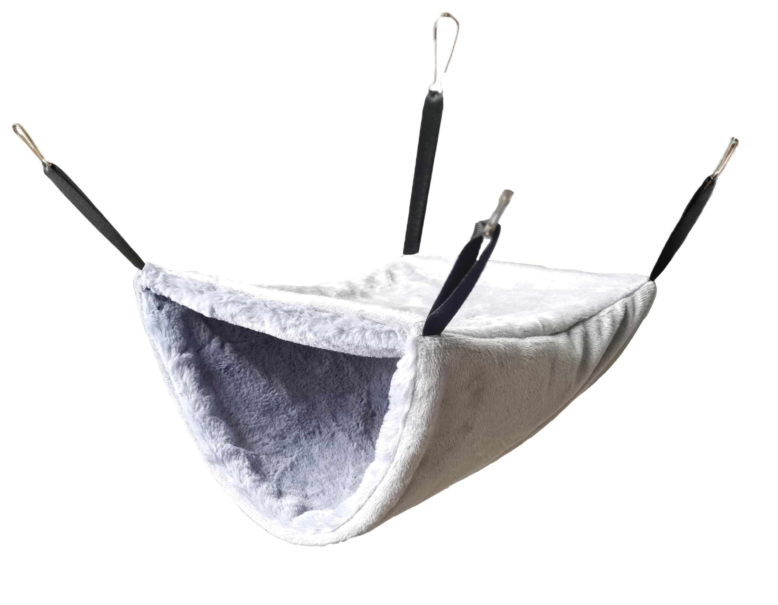 Vedem Small Animal Soft Plush Bunkbed Hammock Cage Hanging Tunnel Hideout For Ferret Chinchilla Rat (Medium, Grey)