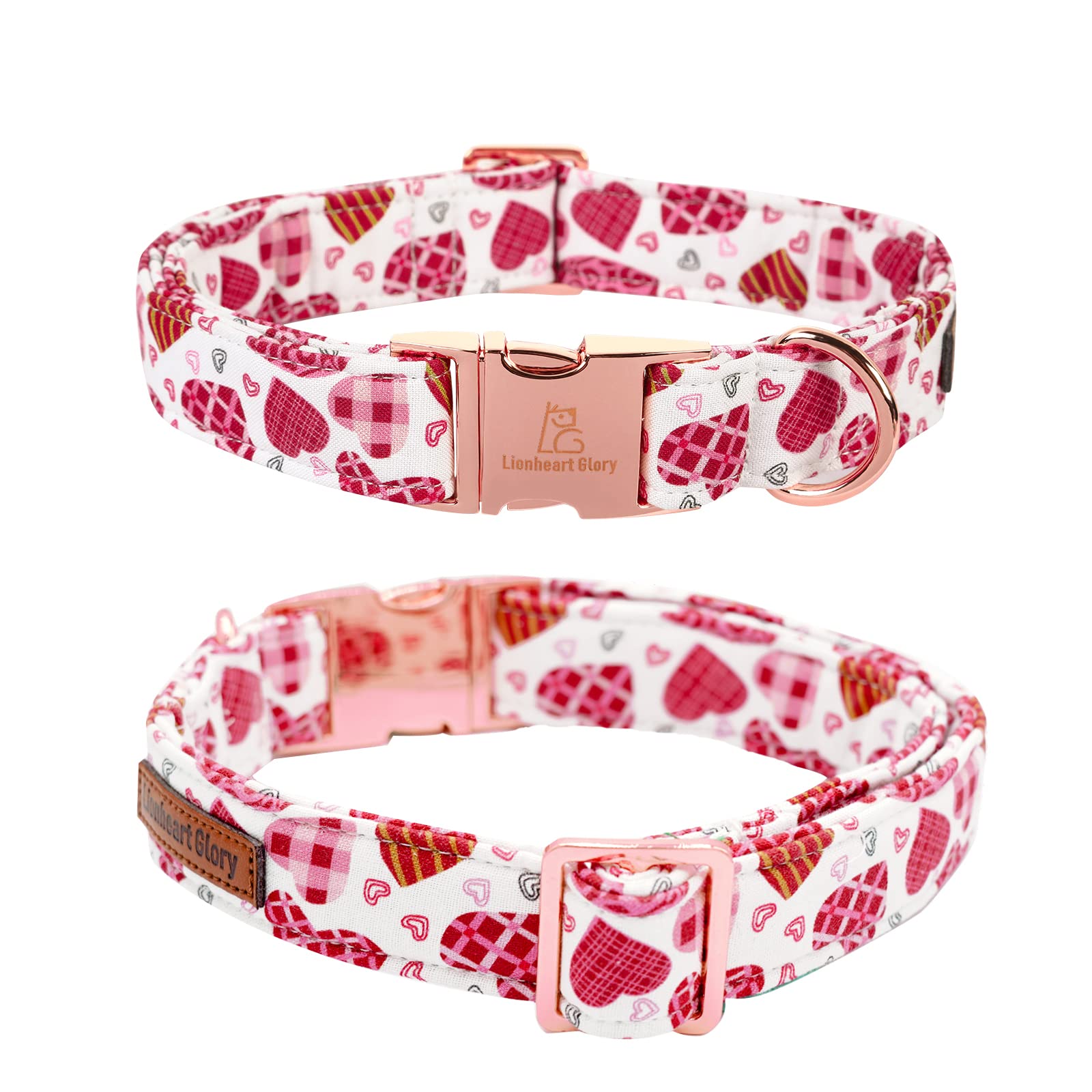 Lionheart Glory Valentine Collar, Cookie Hearts Dog Collar For Large Cute Dog Collars Spring Female Pet Gift Adjustable Heavy-Du