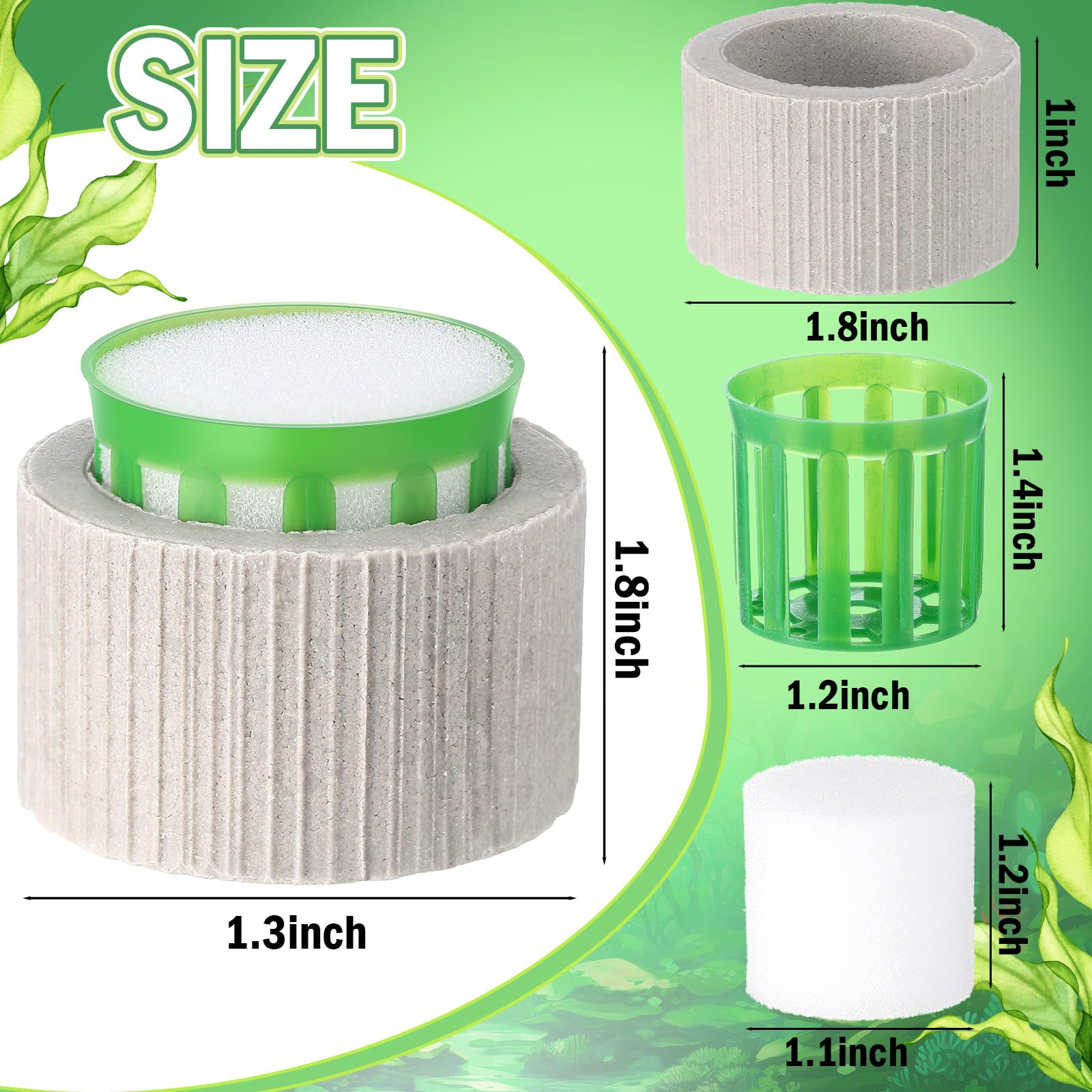 Wonderjune 25 Pack Aquarium Plant Weights Fish Tank Plant Holder Ceramic Anti Floating Aquatic Aquarium Pots Fixed Ring Set for