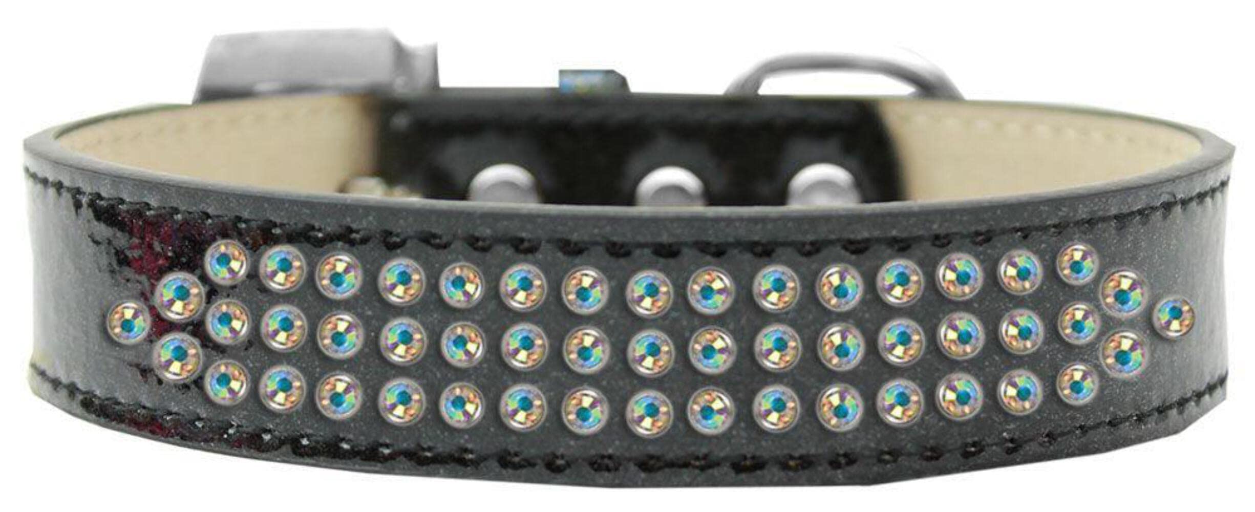 Mirage Pet Products Three Row AB Crystal Ice Cream Dog Collar, Size 12, Pink