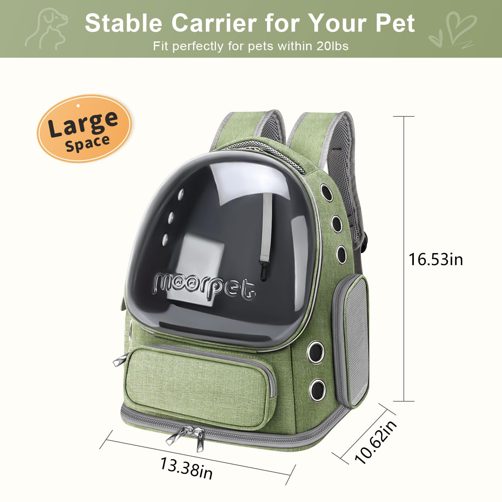 Cat Backpack Carrier, Breathable Cat Bubble Backpack Large Space Cat Carrier Backpack For Kitty Small Dog, Foldable Airline Appr