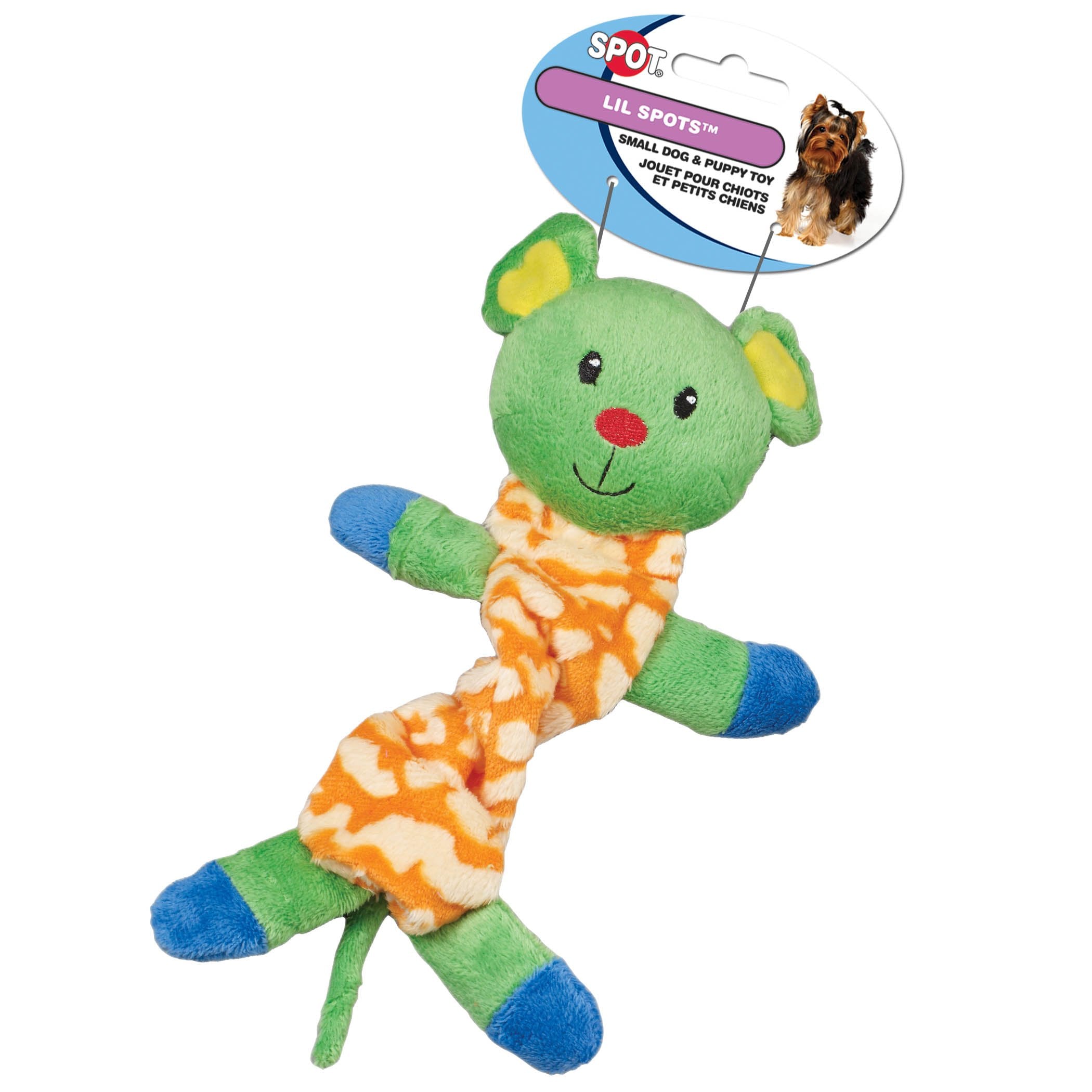 Ethical Pet Lil Spots Plush Bungee Toys for Small Dogs and Puppies, 9-Inch, Assorted