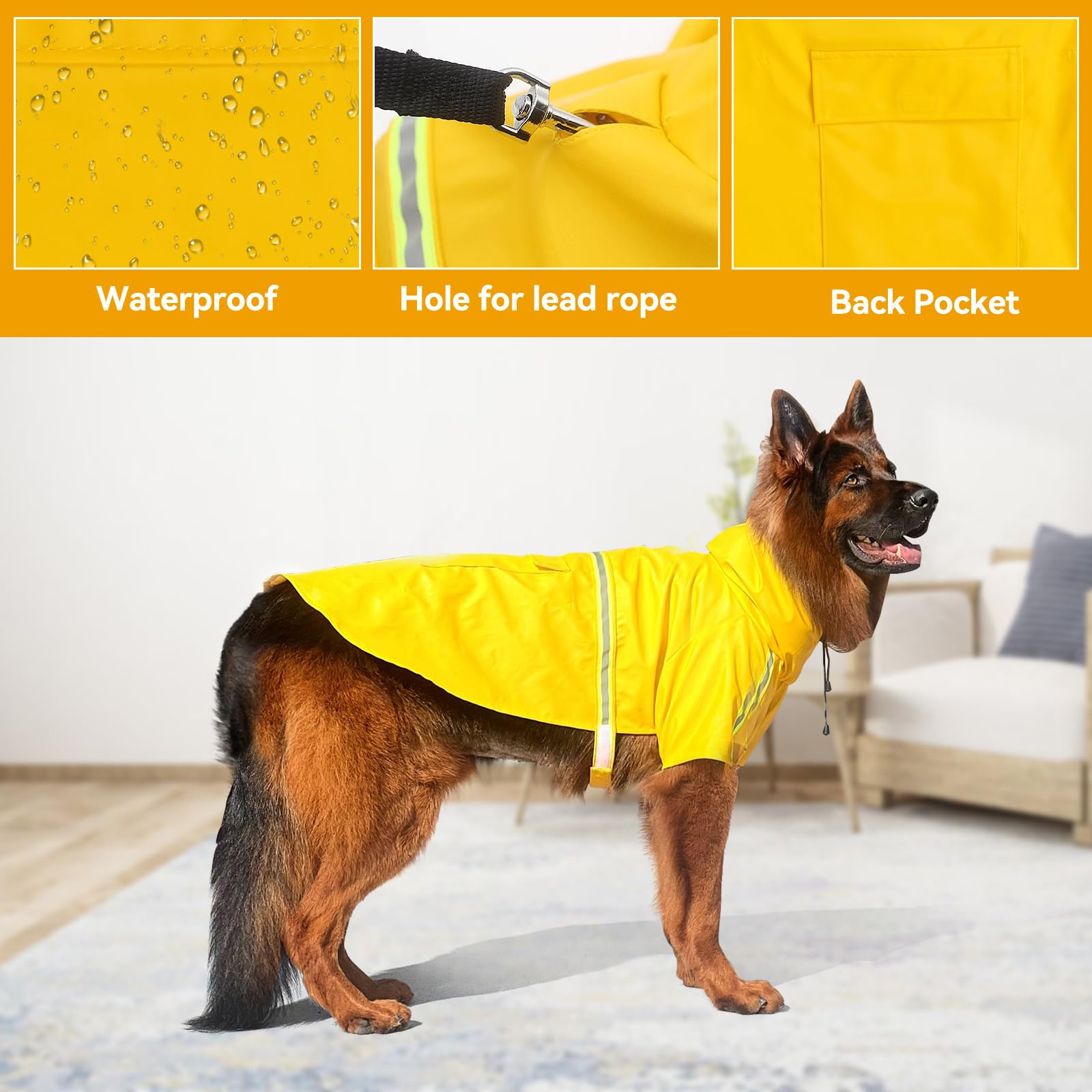 Exploreu Dog Raincoat, Adjustable Water Proof Pet Clothes With Clear Hooded, Waterproof Lightweight Pet Rain Jacket Phocho Hoodi