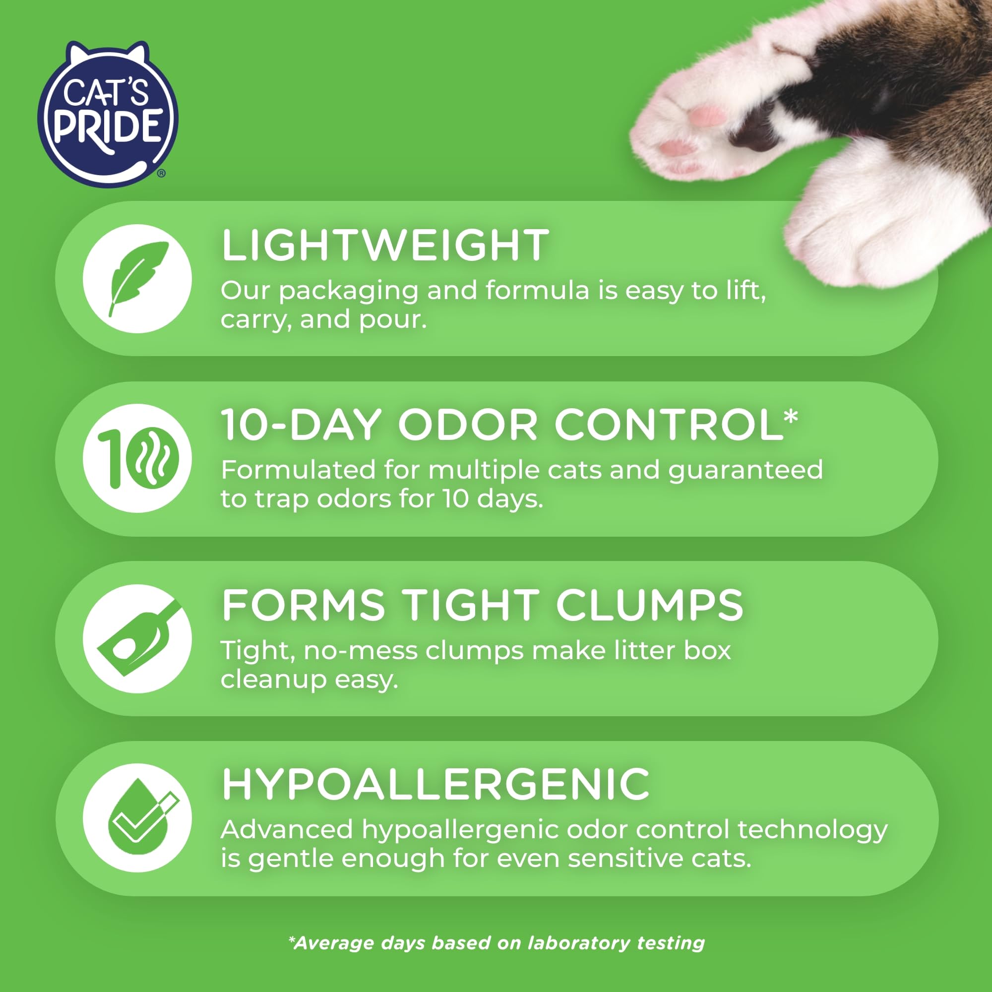 Cat'S Pride Premium Lightweight Clumping Litter: Complete Care - Up To 10 Days Of Powerful Odor Control - Hypoallergenic - Multi-Cat, Unscented, 10 Pounds