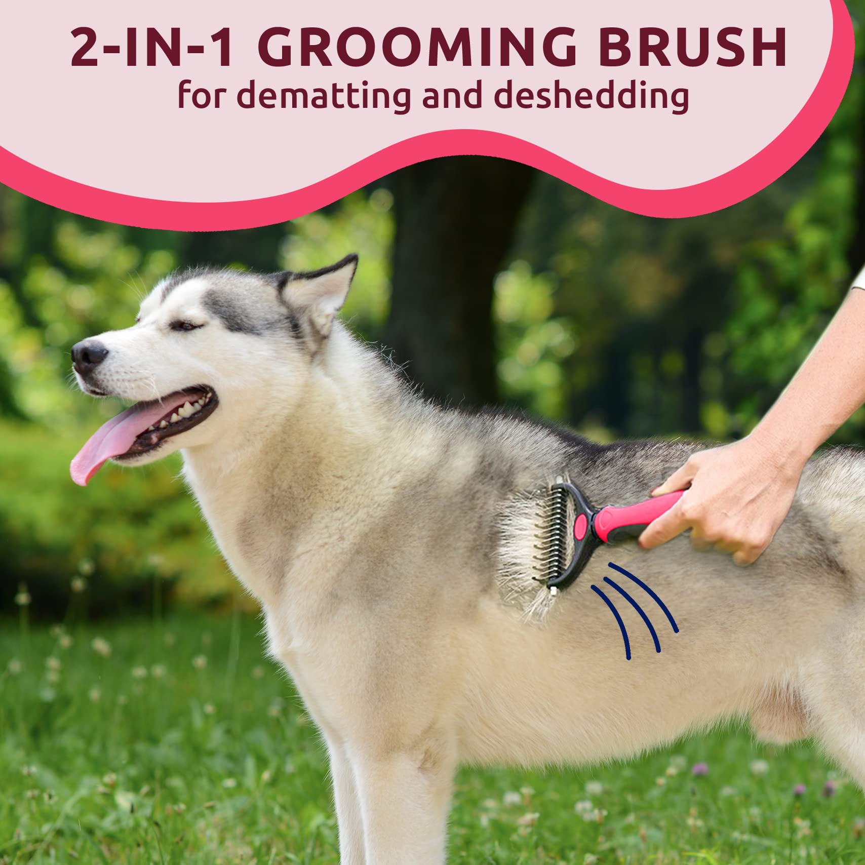 Pat Your Pet Deshedding Brush - Double-Sided Undercoat Rake For Dogs & Cats - Shedding Comb And Dematting Tool For Grooming, Extra Wide