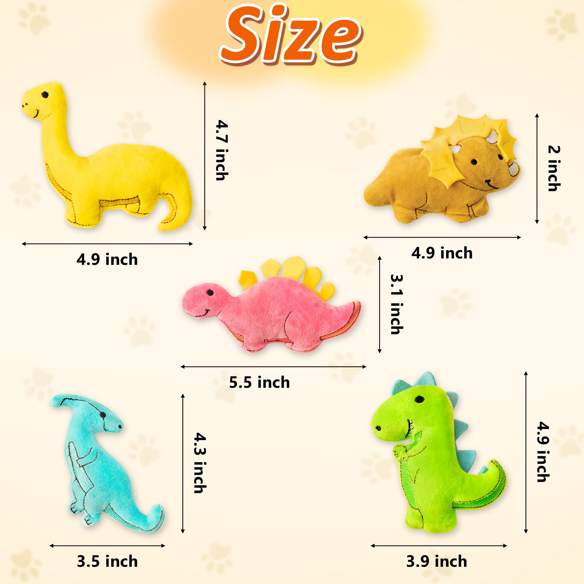 Mallmall6 5Pcs Dinosaur Catnip Toys For Cat, Indoor Cat Chew Bite Kick Catmint Pet Supplies For Kitten Lover Gifts, Interactive