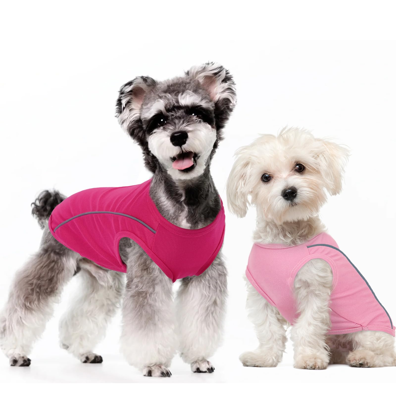 T'Chaque Dog Shirts For Extra Large Dogs 2 Pack, Xl Dog Clothes With Reflective Strips, Stretchy Pet T-Shirts, Sleeveless Dog Ve