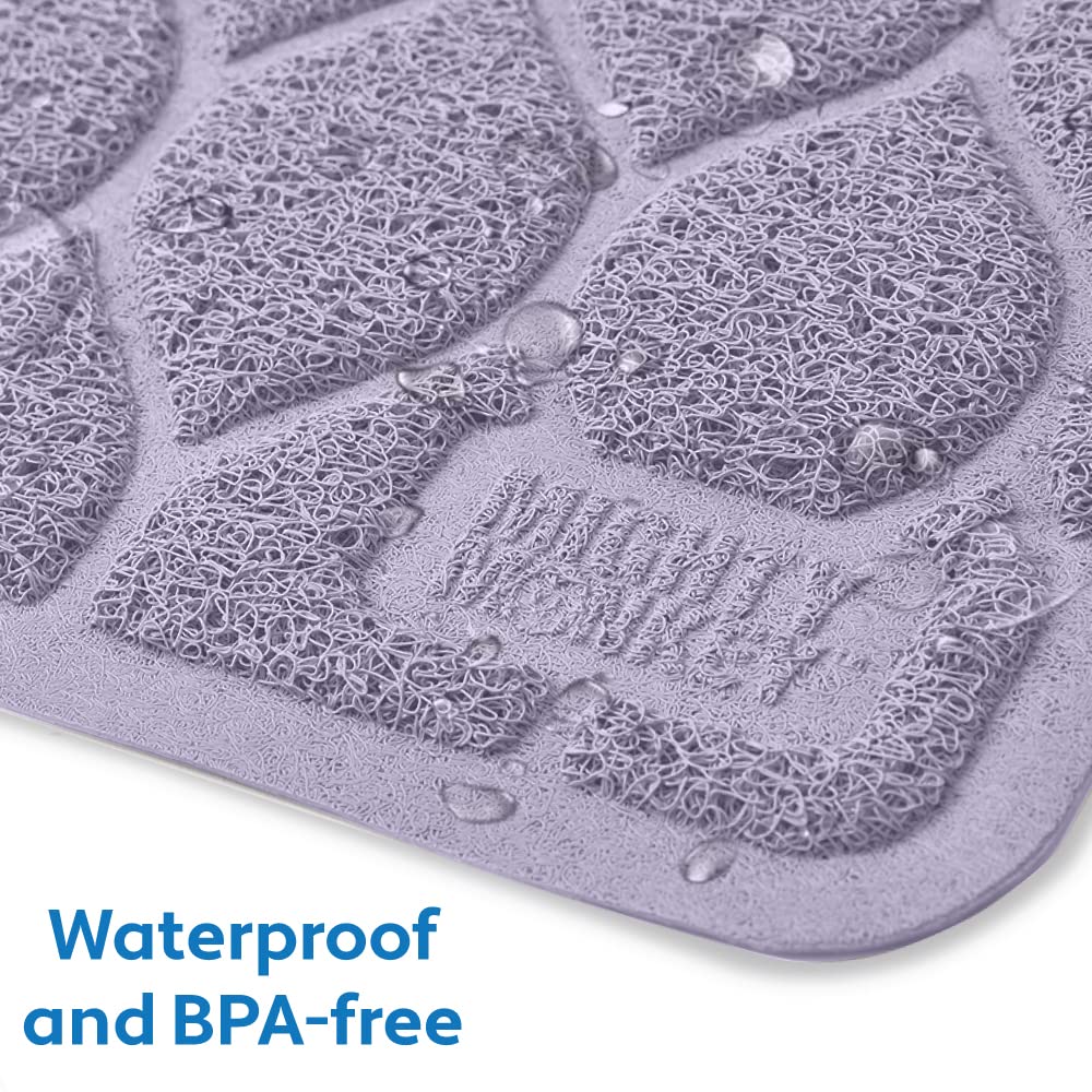 Mighty Monkey Waterproof Bpa Free Cat Litter Box Trapping Mat, Easy Clean Floors, Textured Baking, Soft On Sensitive Kitty Paws, Cats Accessories, Less Waste, Stays In Place, 24X17, Purple