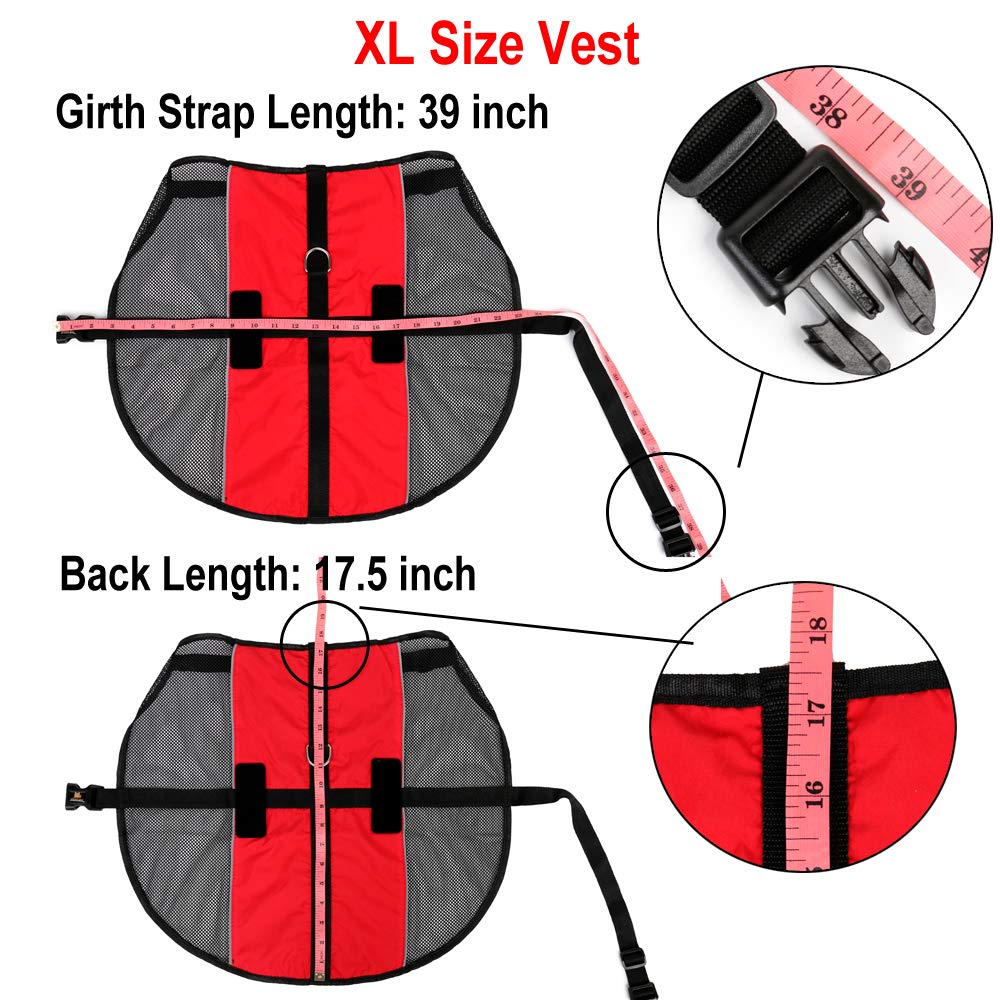 Plutus Pet Service Dog Vest With 2 Removable Patches, Light Weight And Breathable Mesh Service Animal Harness,Perfect For Summer And Hot Days,Red,Xl,Girth 31.5-39'