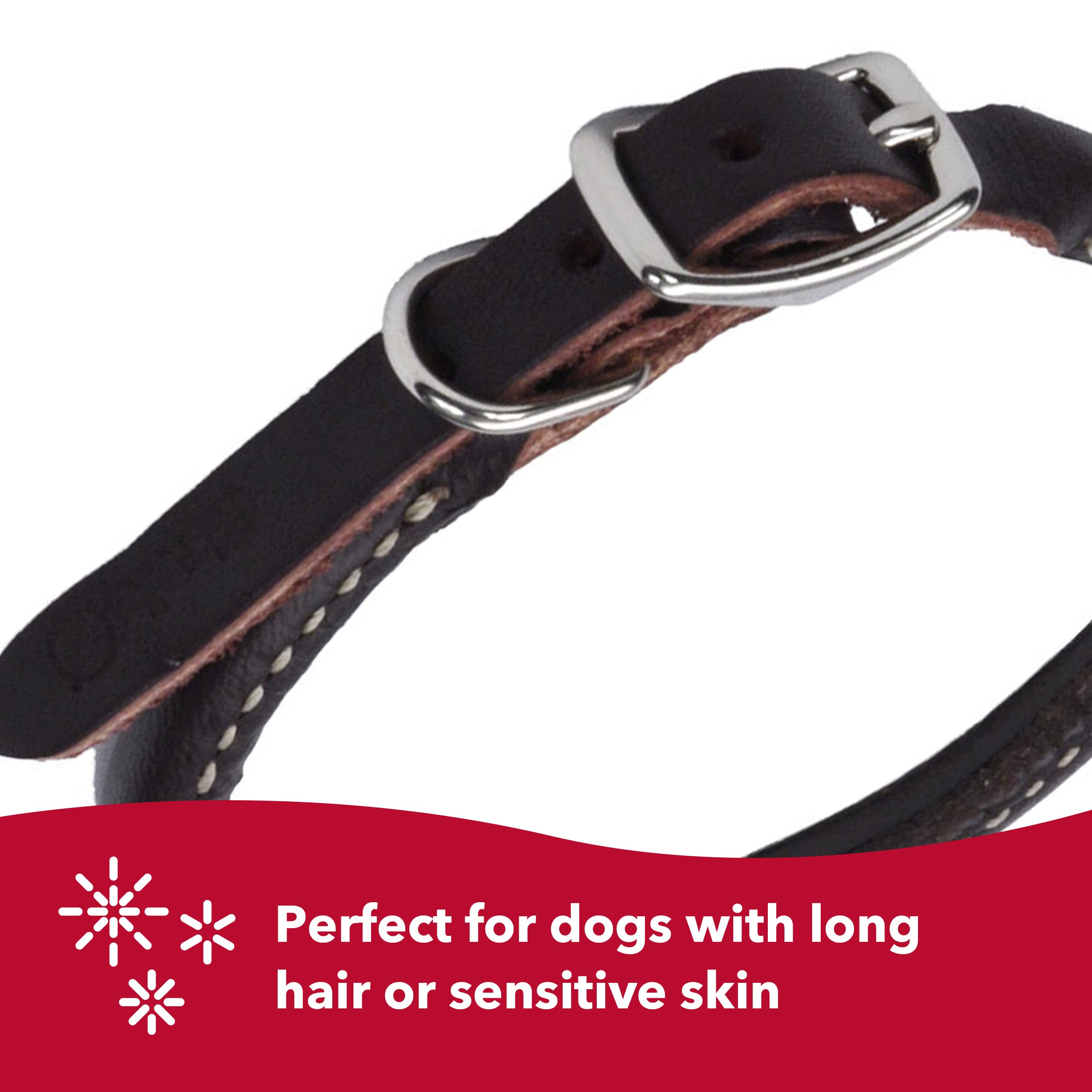 Coastal Pet Circle T Latigo Leather Round Dog Collar - Handcrafted Leather Pet Collar For Dogs - Comfortable For Dogs With Long Hair Or Sensitive Skin - 3/8' X 20'