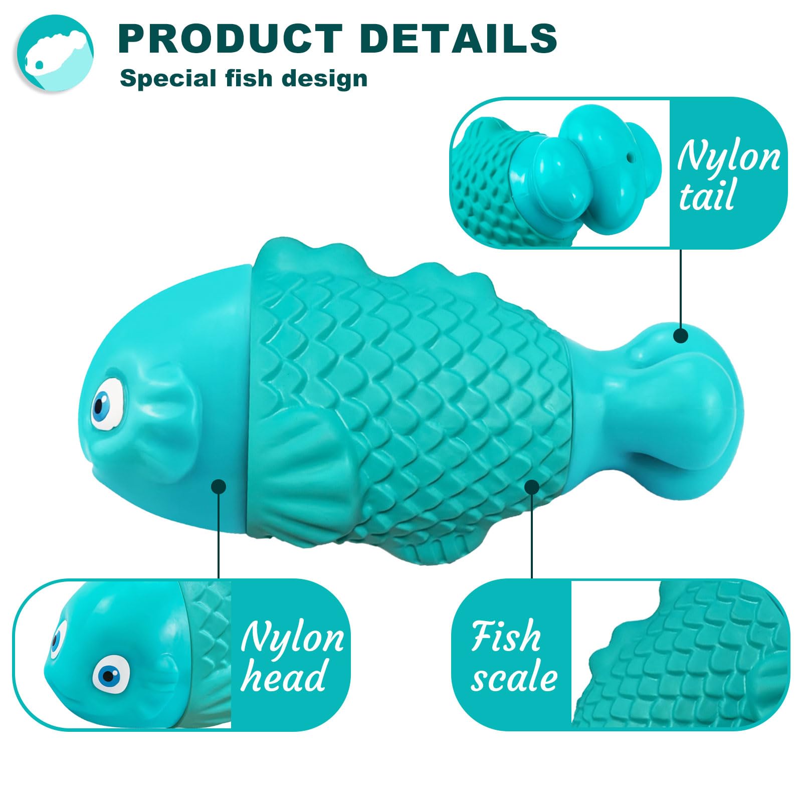 BoYoYo Indestructible Dog Chew Toys, Squeaky Heavy Duty Nylon, Cyan for Aggressive Chewers